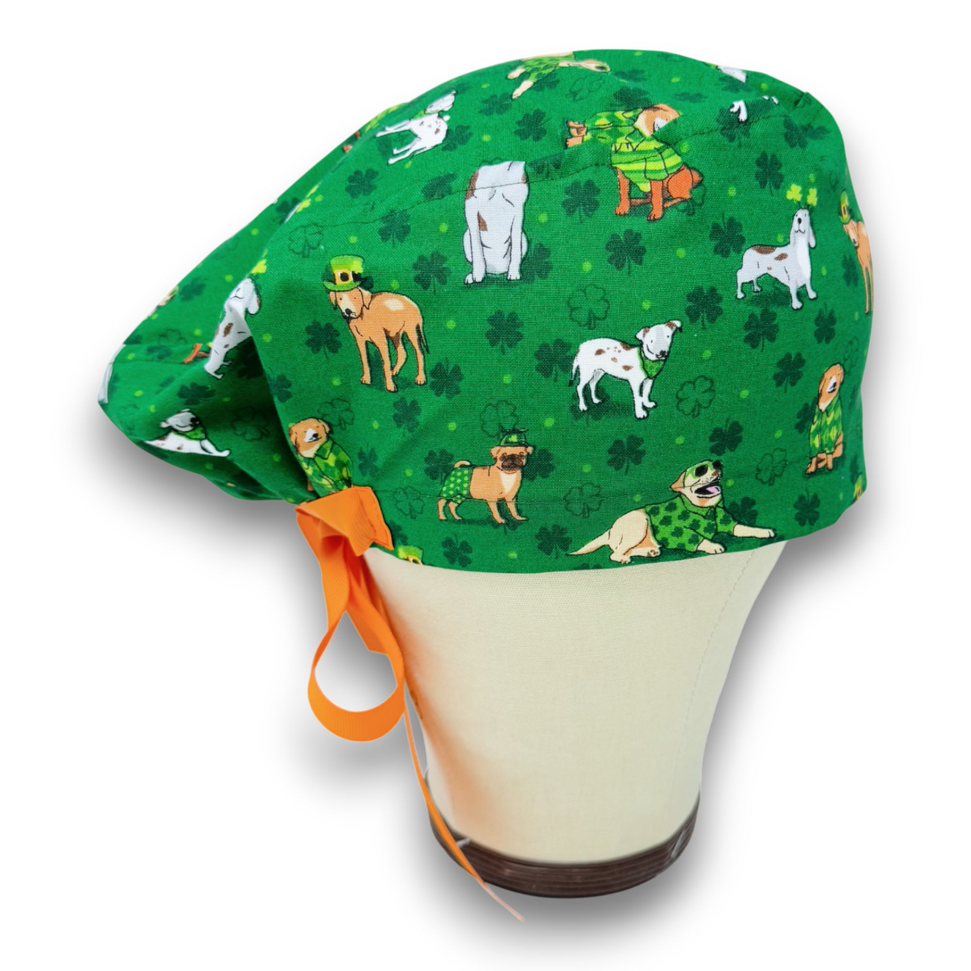 St. Patrick’s Day euro scrub cap with ties for Women by Paradise Caps. Euro PLUS style.