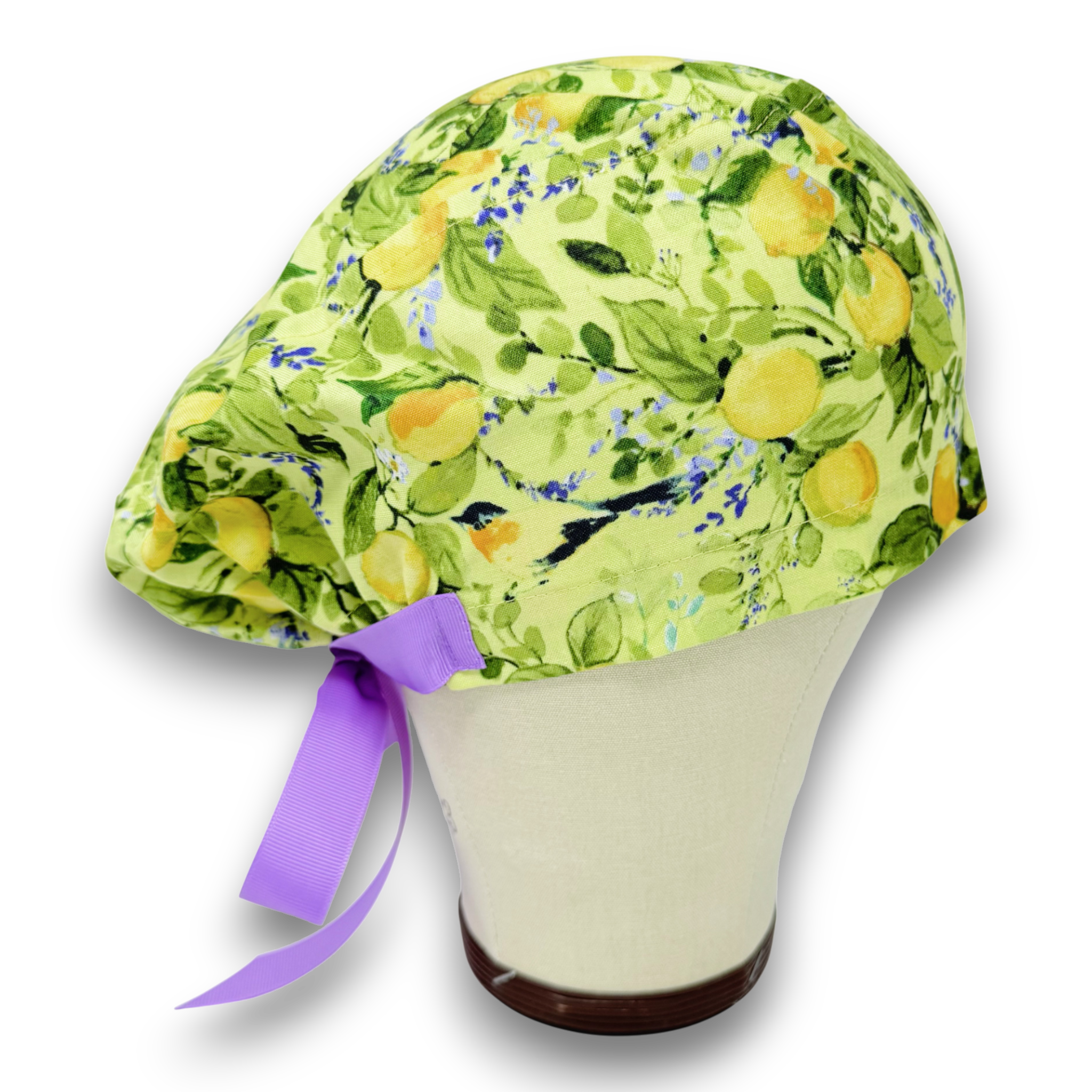 Lemon Euro scrub cap with ties for Women by Paradise Caps. Euro PLUS style.