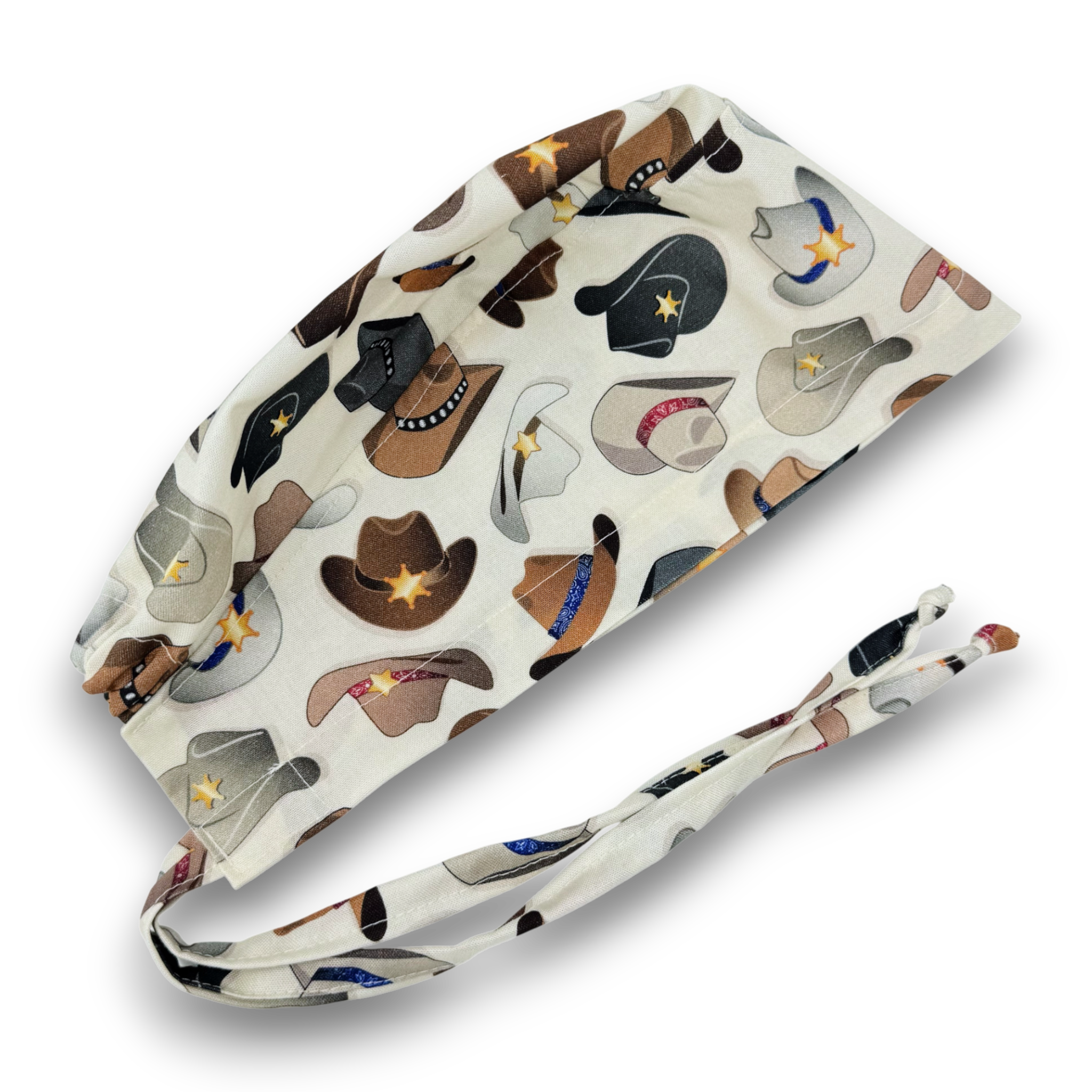 Cowboy Hats Skull tie-back style surgical scrub cap for men by Paradise Caps.
