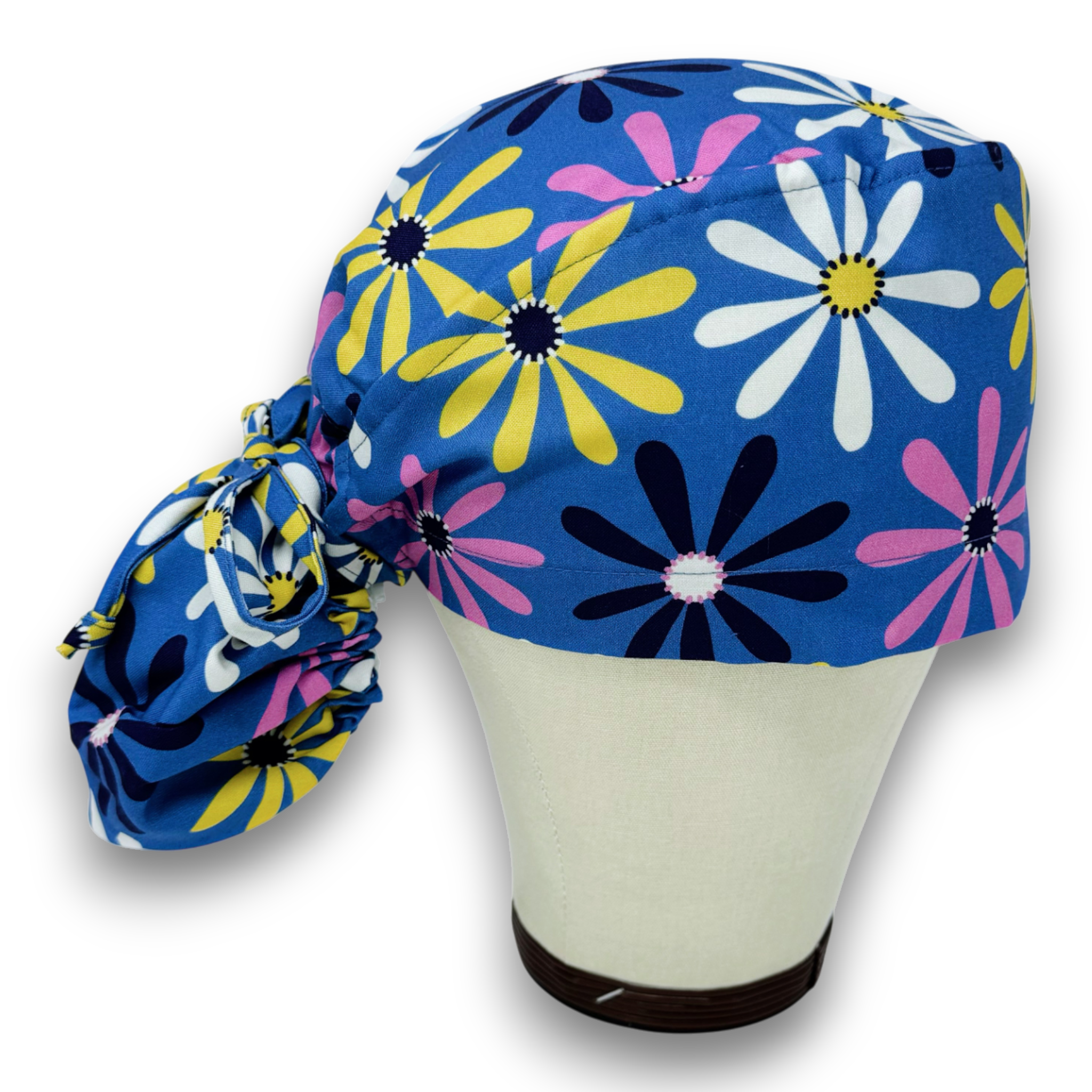 Daisy Dream Ponytail scrub cap for women with satin lined option by Paradise Caps.