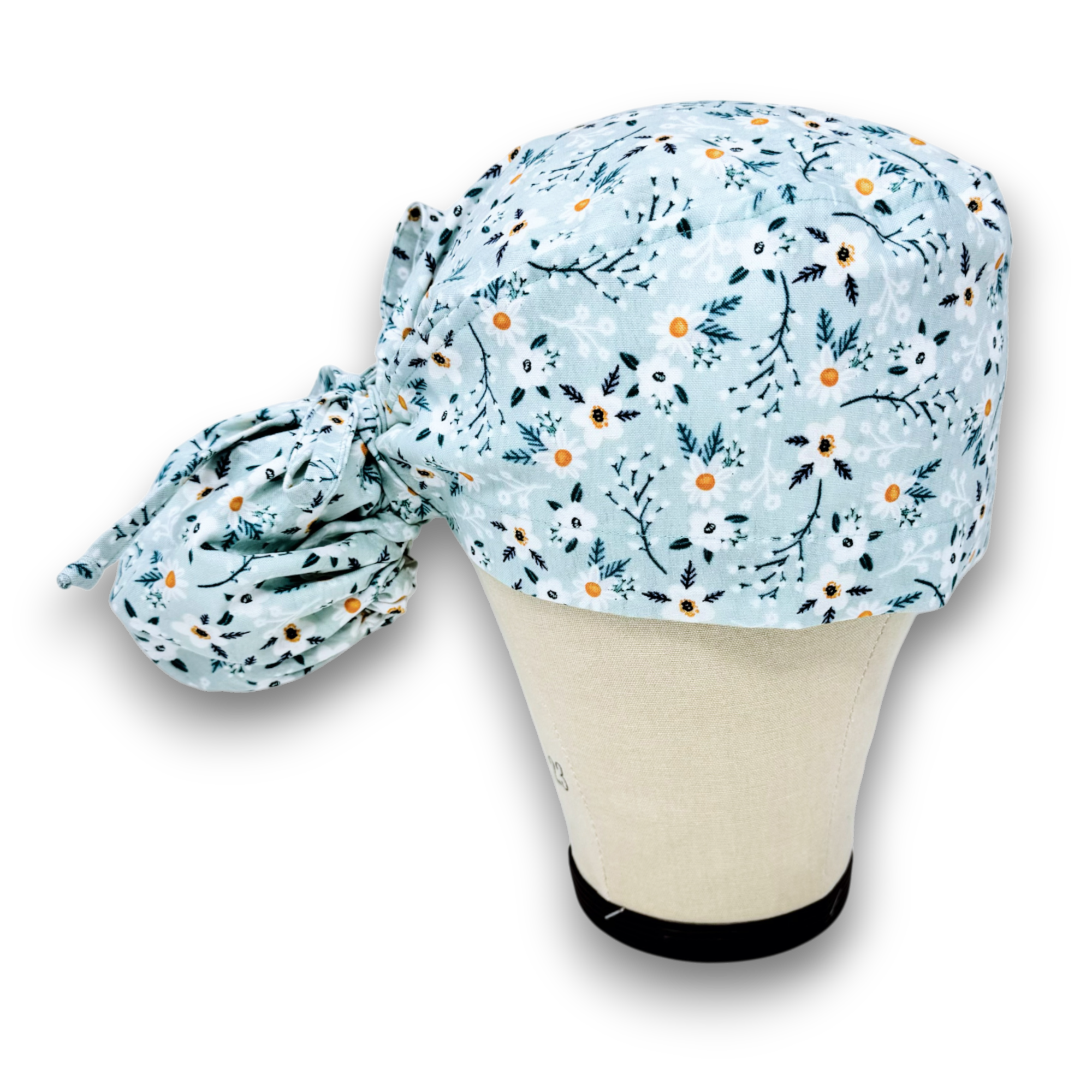 Floral Ponytail scrub cap for women with satin lined option by Paradise Caps.