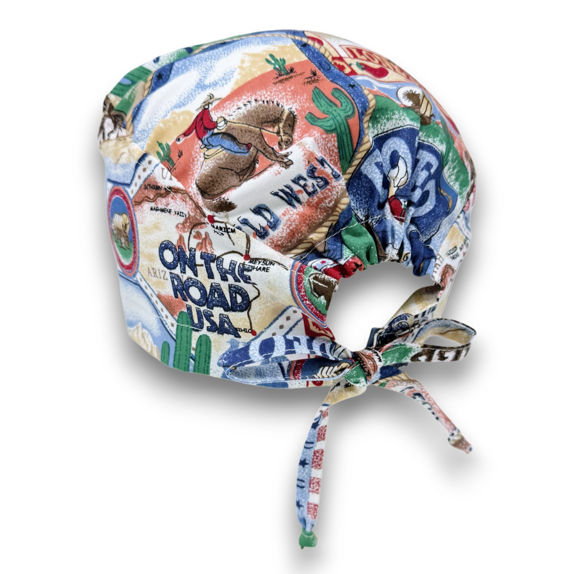 Rodeo Men's Skull tie-back style surgical scrub cap for men by Paradise Caps.