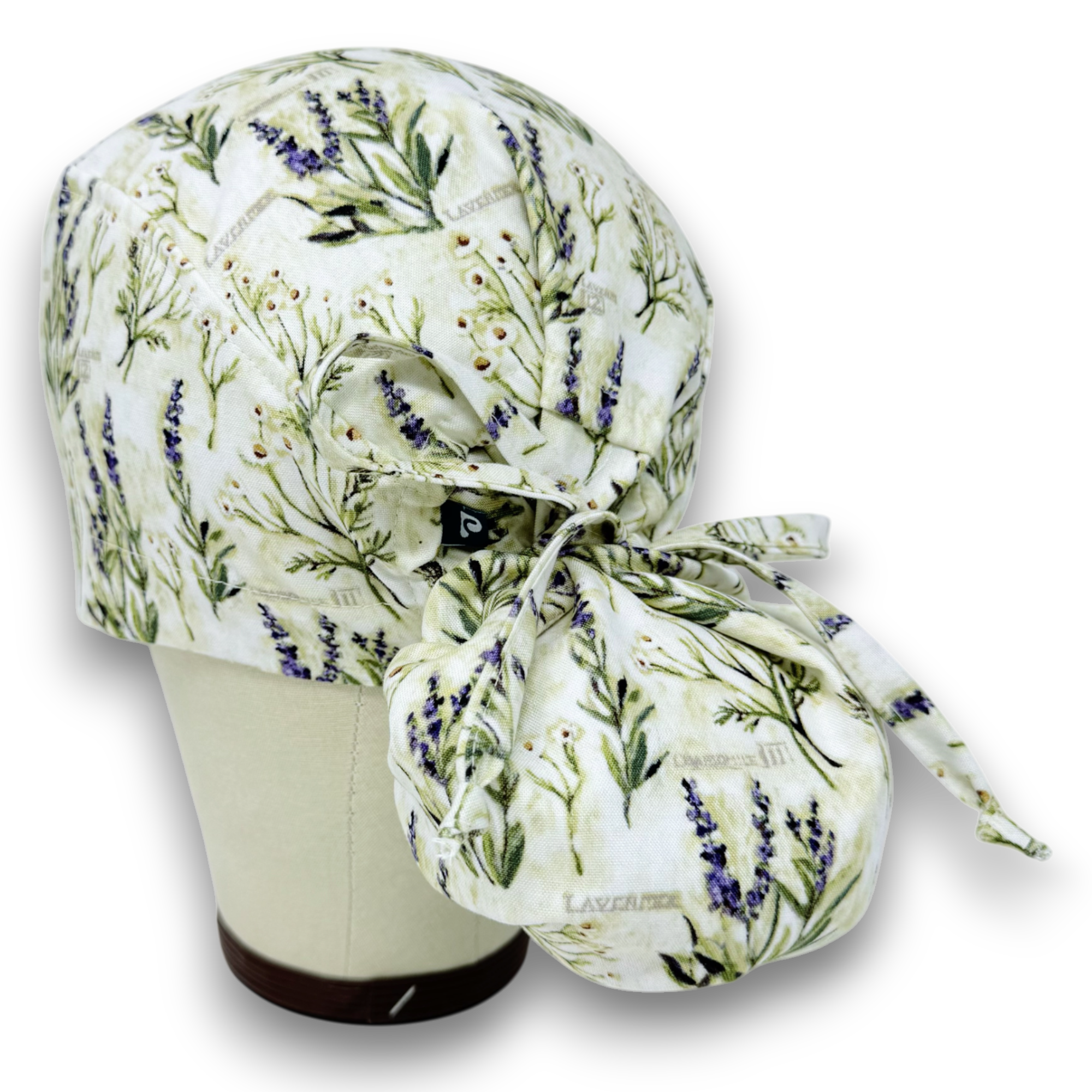 Lavender Ponytail scrub cap for women with satin lined option by Paradise Caps.