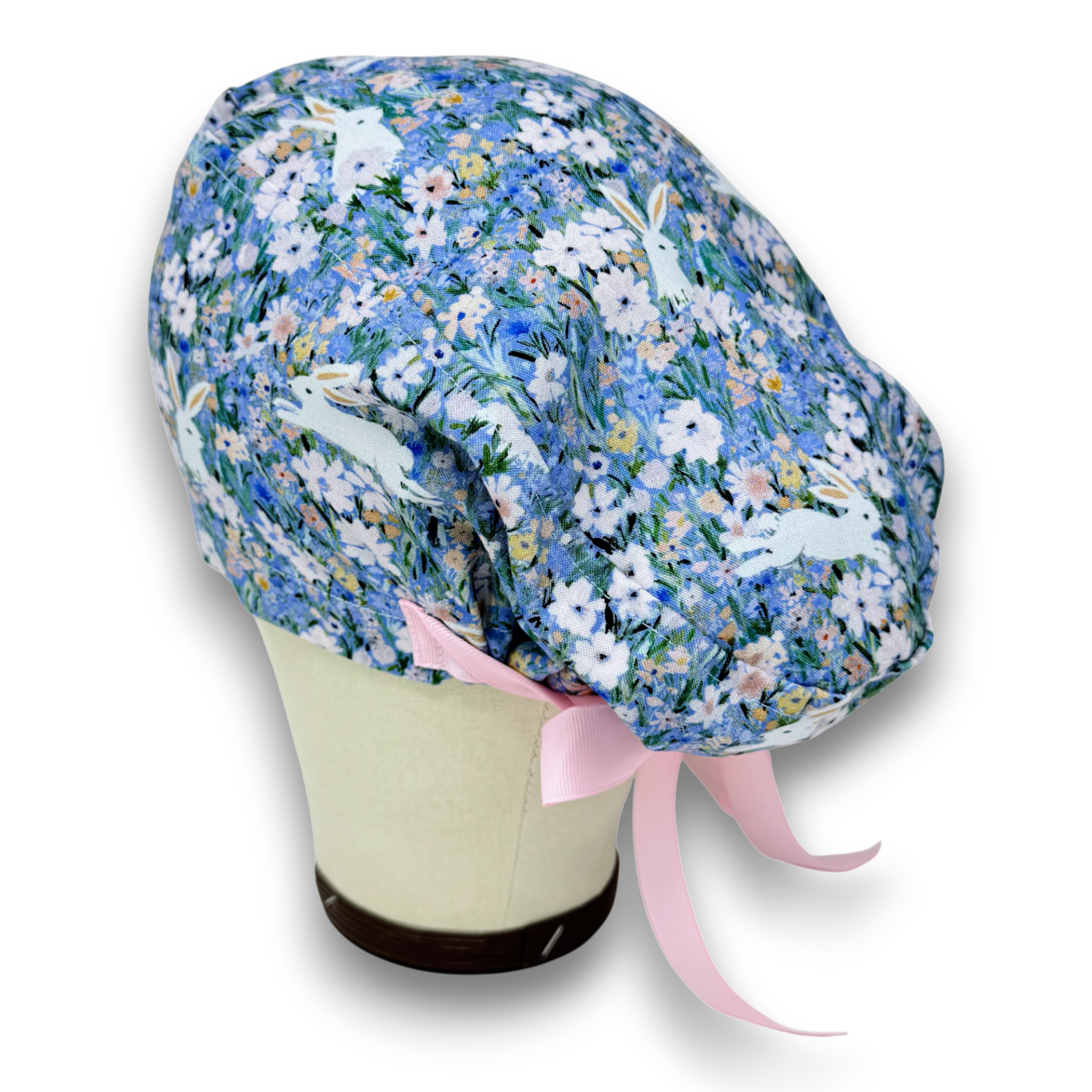 Spring Bunnies Euro scrub cap with ties for Women by Paradise Caps. Euro PLUS style.