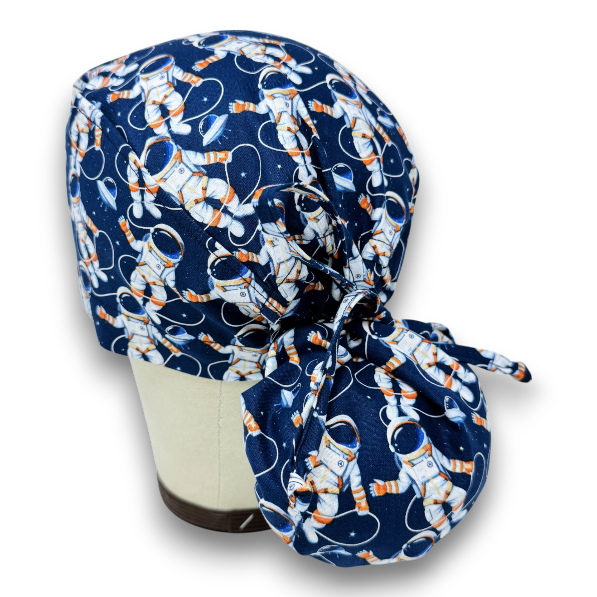 Astronaut Ponytail scrub cap for women with satin lined option by Paradise Caps.