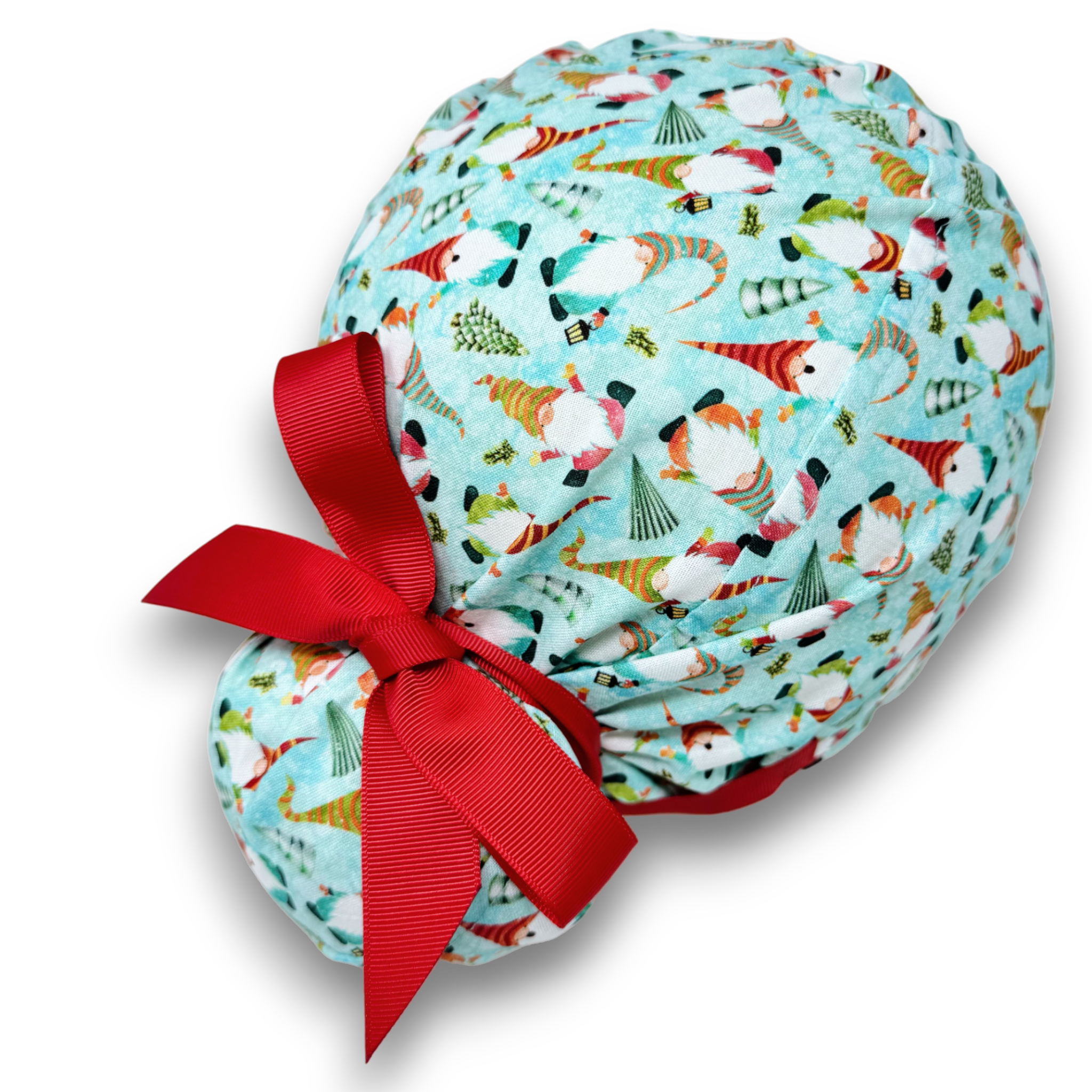 Christmas Gnomes Euro scrub cap with ties for Women by Paradise Caps. Euro PLUS style.