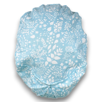 Light Blue Floral Euro Scrub Cap for Women with Satin Lined Option by Paradise Caps.