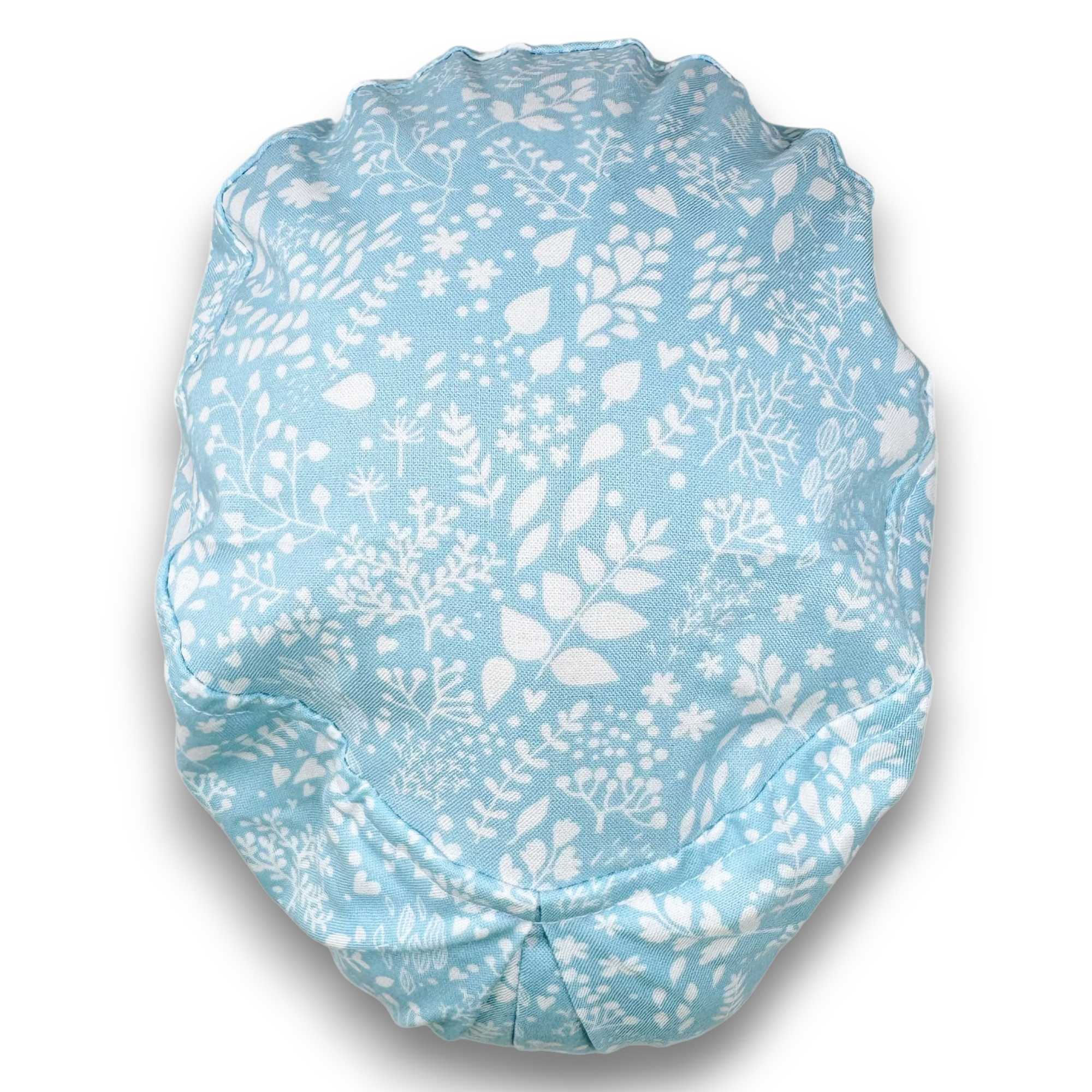 Light Blue Floral Euro Scrub Cap for Women with Satin Lined Option by Paradise Caps.