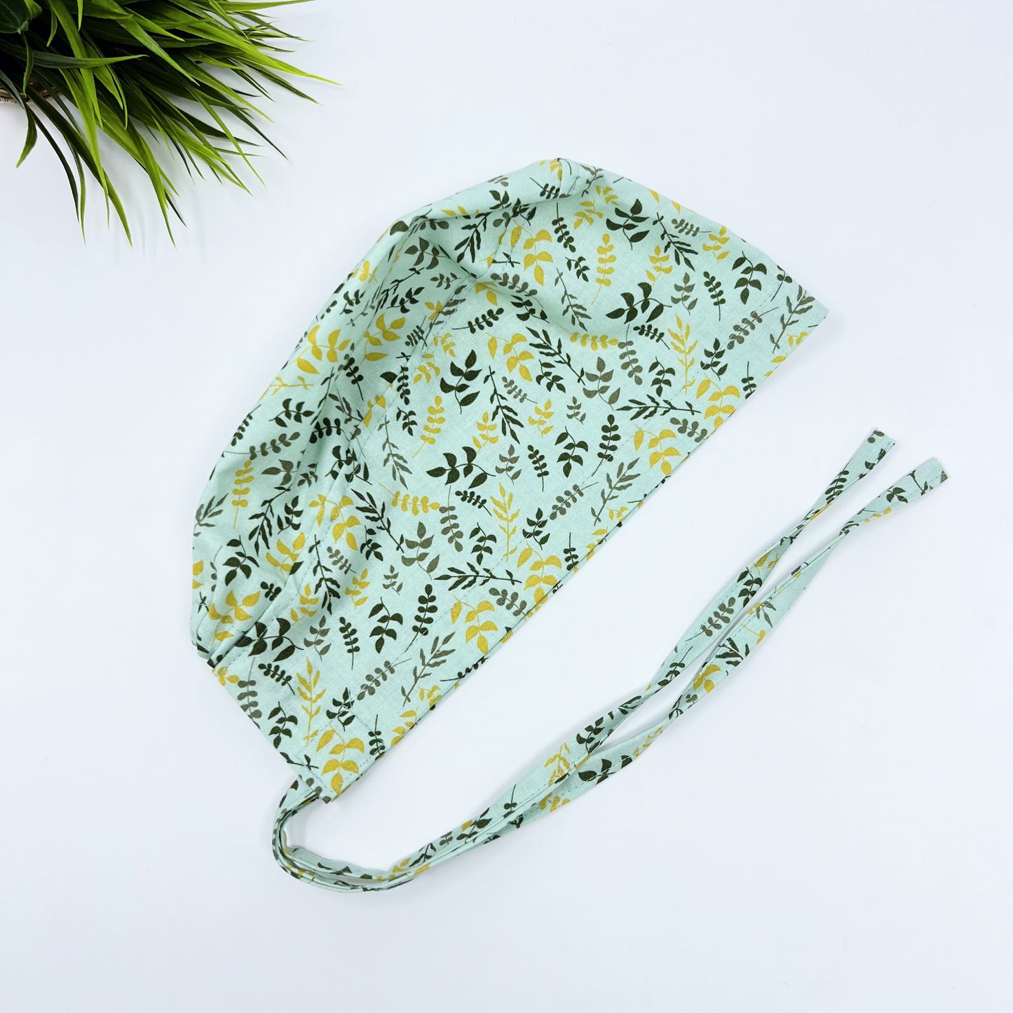 LEAVES MINT Surgical Cap -Customizable Cotton Hat with Optional Satin Lining & Buttoned Ear Saver -Unisex Medical Headwear