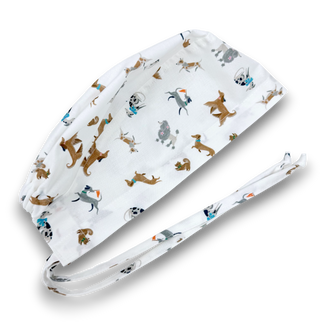 Mens Surgical scrub cap. Funny dogs tie back scrub hat by Paradise Caps.