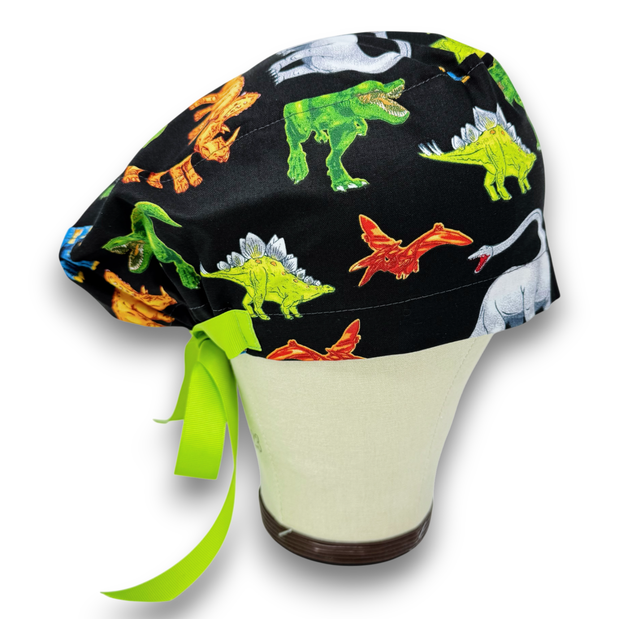 Dinosaur Euro scrub cap with ties for Women by Paradise Caps. Euro PLUS style.