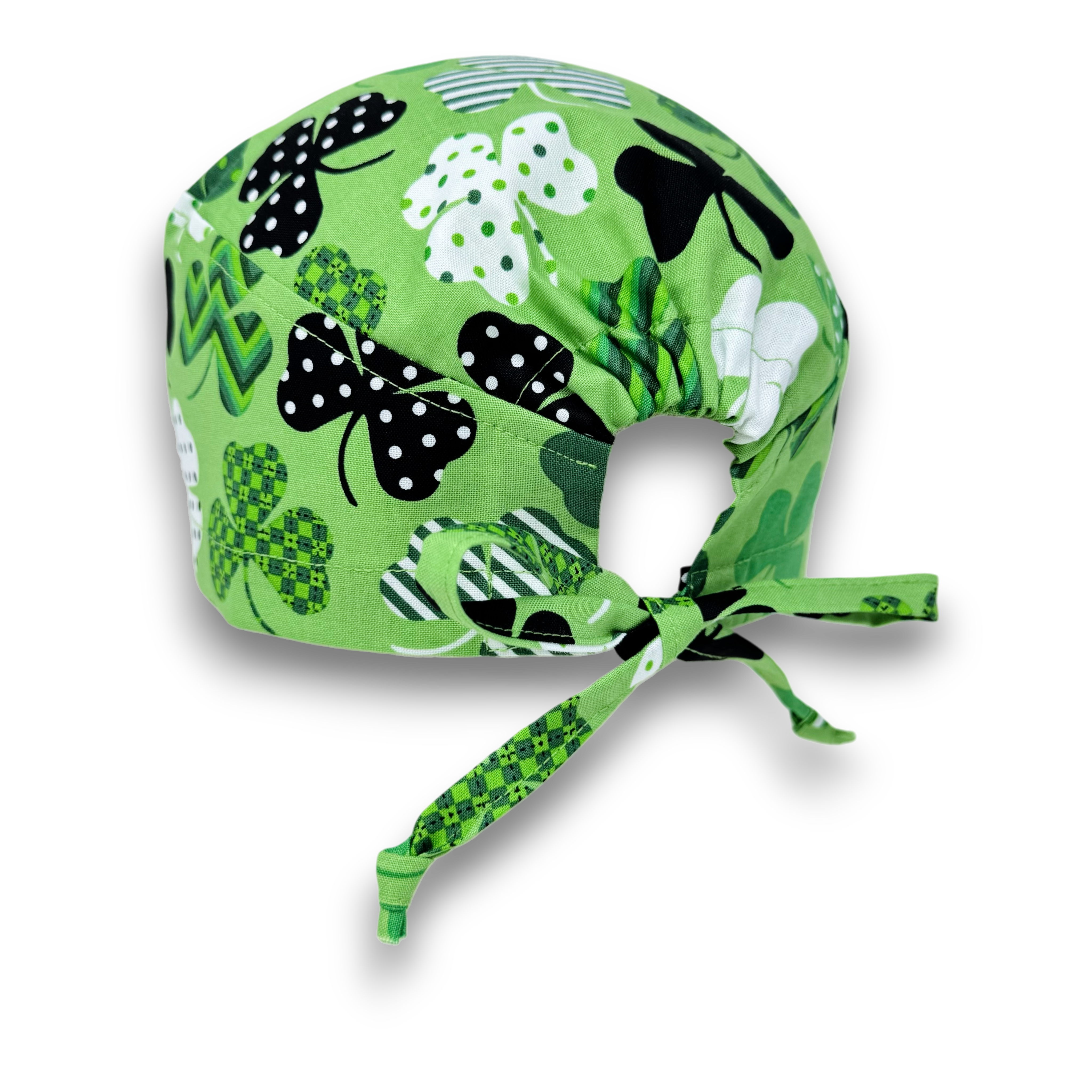 St. Patricks Day Irish Skull tie-back style surgical scrub cap for men by Paradise Caps.