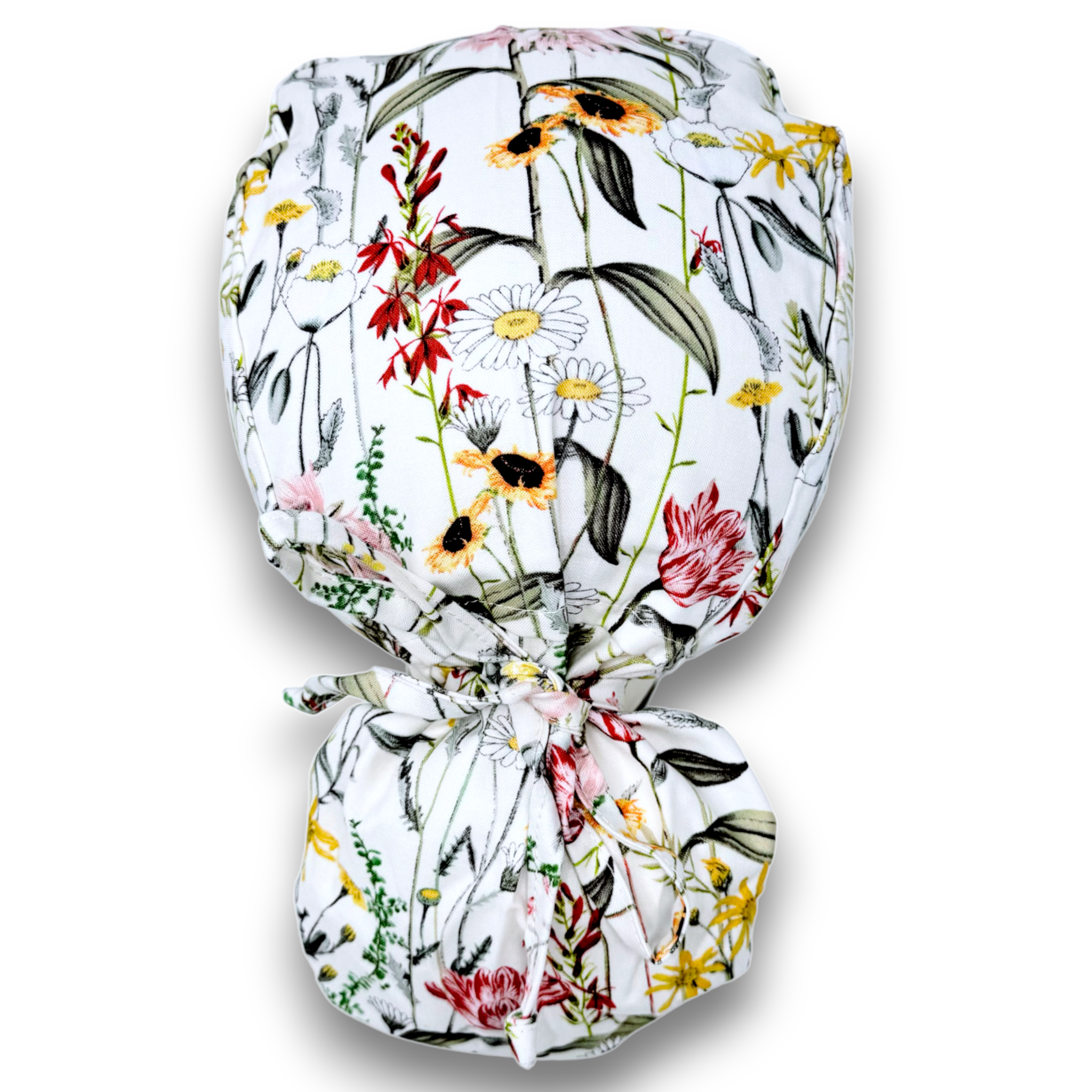 Steamed vintage Ponytail scrub cap for women with satin lined option by Paradise Caps.
