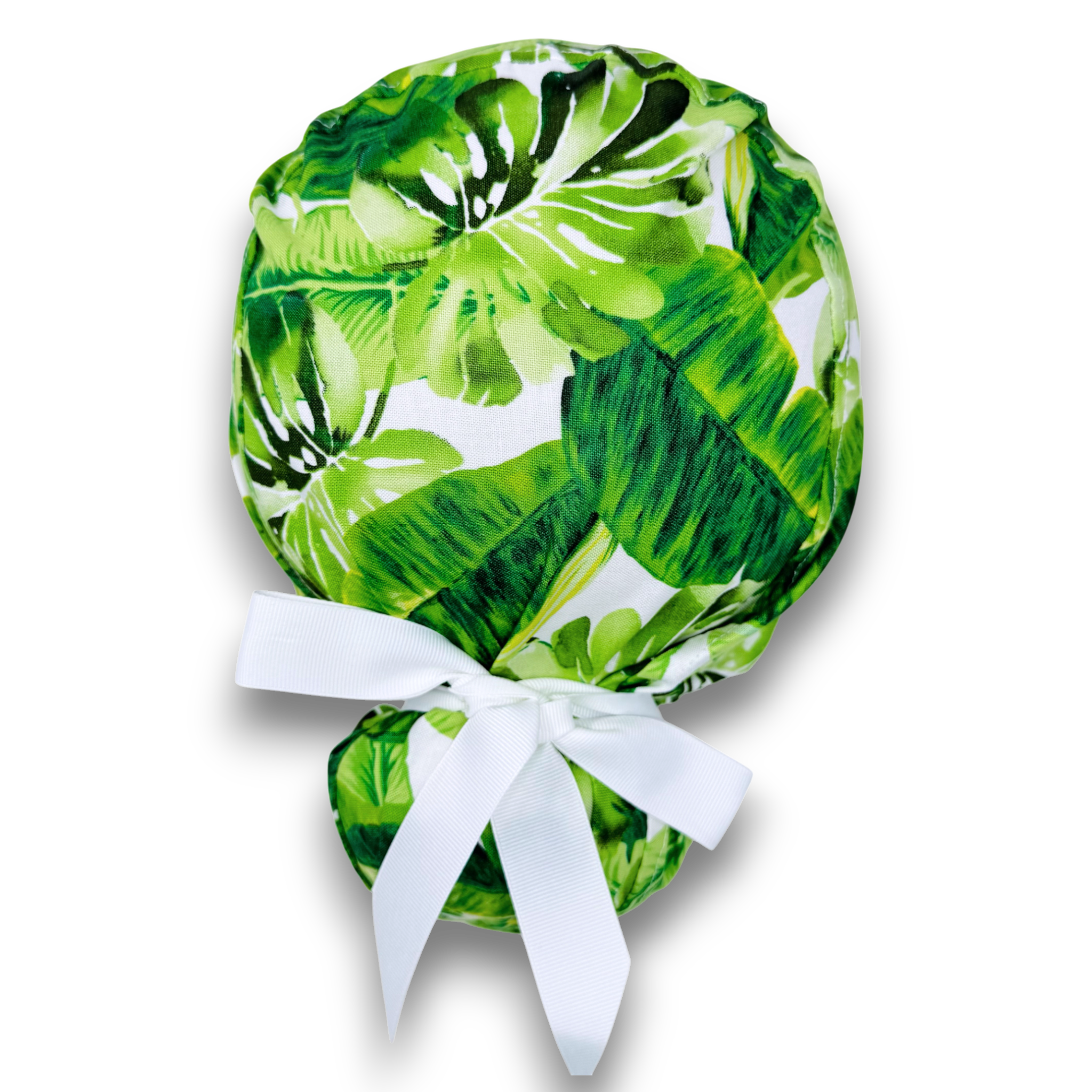 Monstera Euro scrub cap with ties for Women by Paradise Caps. Euro PLUS style.