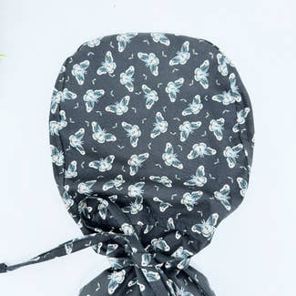 Butterflies Ponytail scrub cap for women with satin lined option by Paradise Caps.