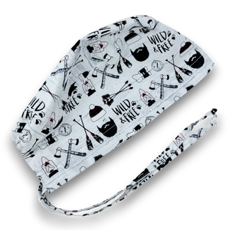 Wild and free Skull tie-back style surgical scrub cap for men by Paradise Caps.