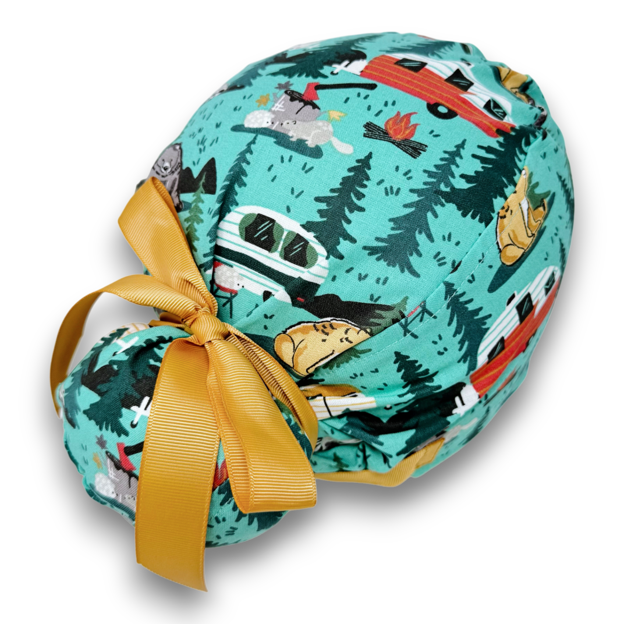 Forest Camping Euro scrub cap with ties for Women by Paradise Caps. Euro PLUS style.