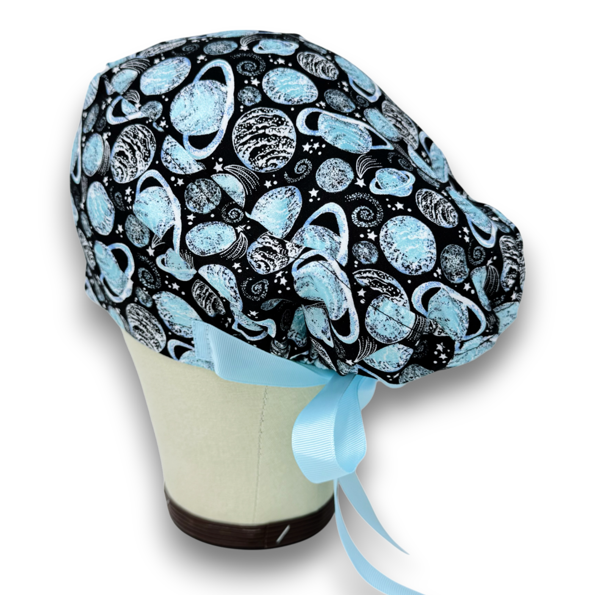 Planet Euro scrub cap with ties for Women by Paradise Caps. Euro PLUS style.