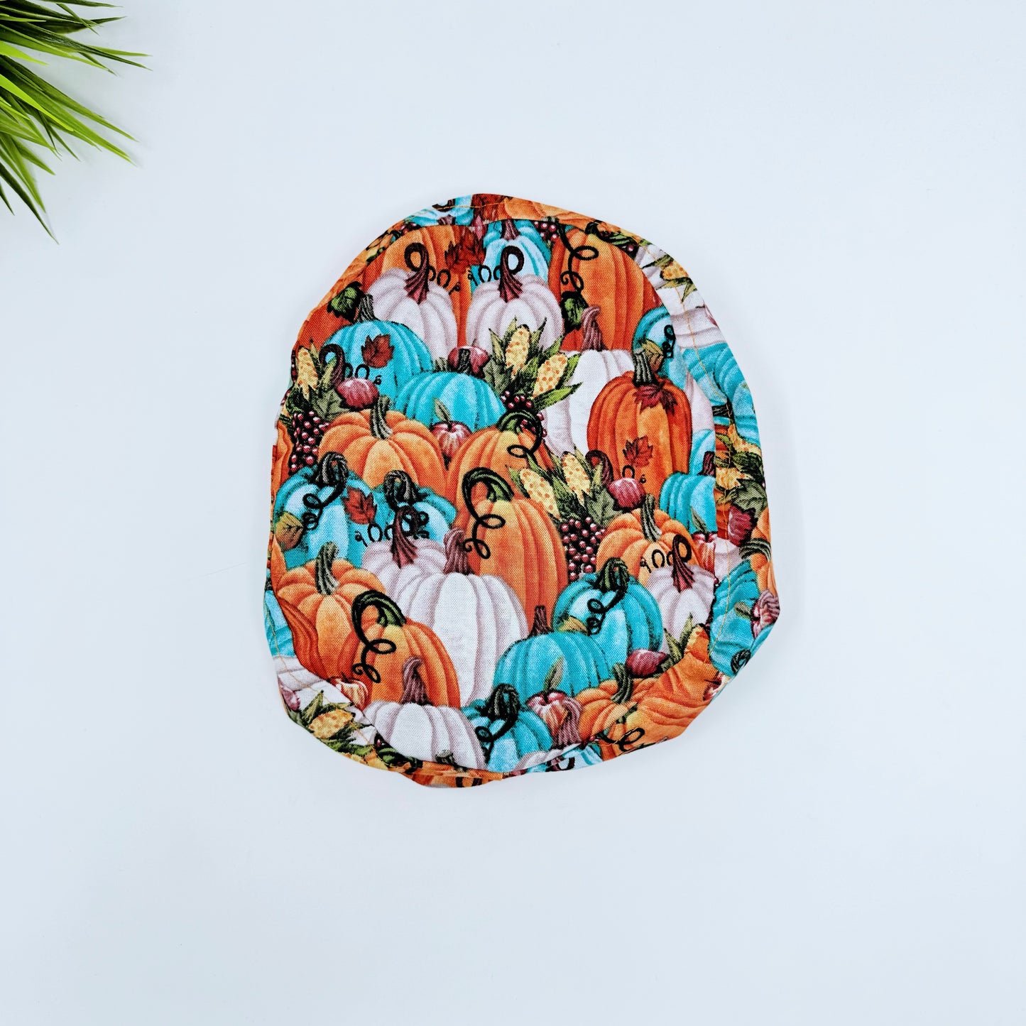 Thanksgiving Pumpkin Euro Scrub Cap for Women, Surgical cap Satin Lined Option