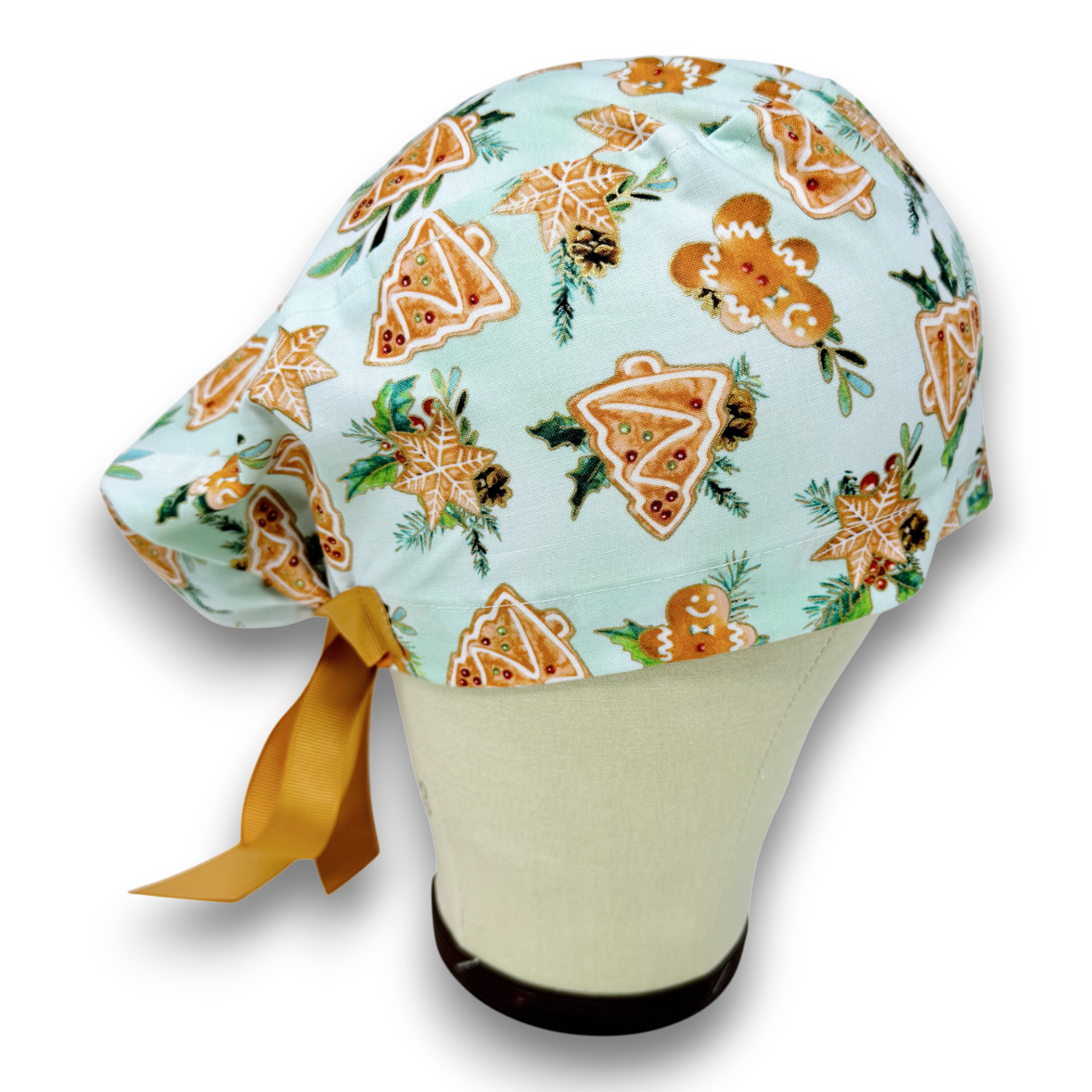 Gingerbread Euro scrub cap with ties for Women by Paradise Caps. Euro PLUS style.