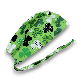 St. Patricks Day Irish Skull tie-back style surgical scrub cap for men by Paradise Caps.