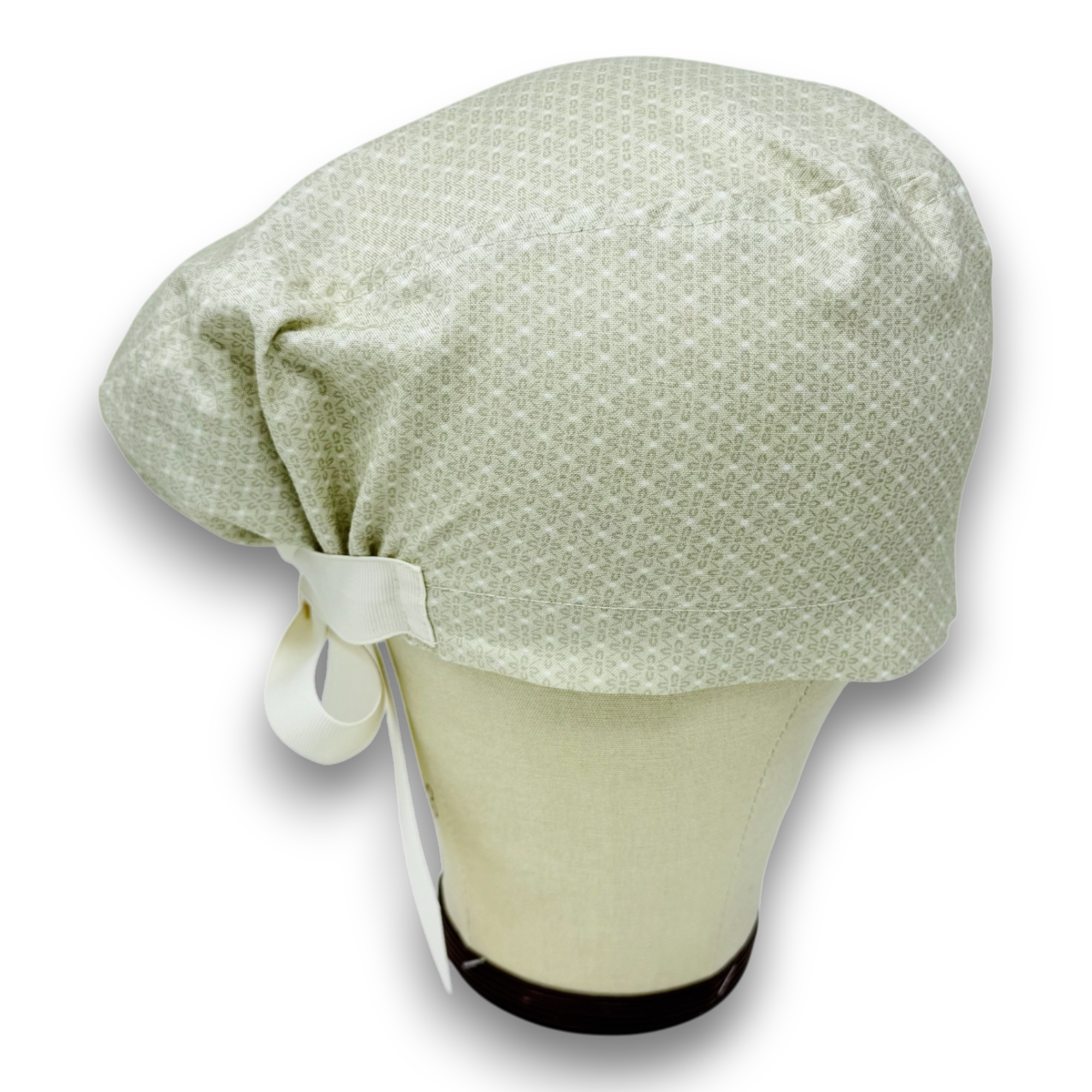Beige Euro scrub cap with ties for Women by Paradise Caps. Euro PLUS style.