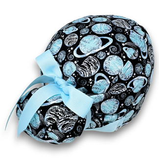 Planet Euro scrub cap with ties for Women by Paradise Caps. Euro PLUS style.