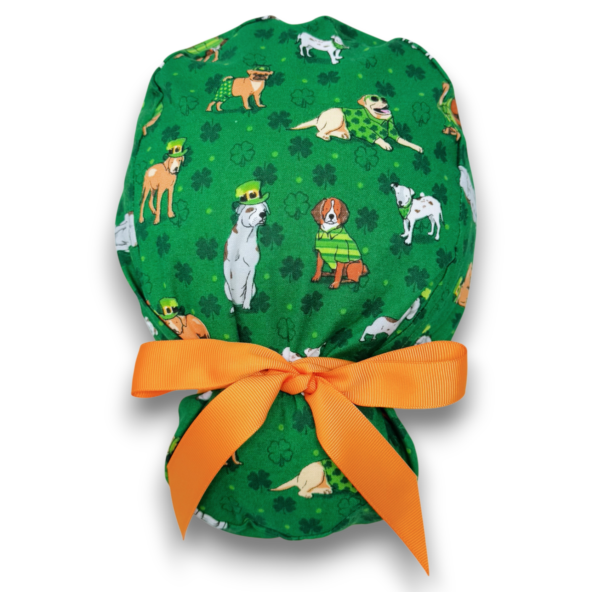 St. Patrick’s Day euro scrub cap with ties for Women by Paradise Caps. Euro PLUS style.