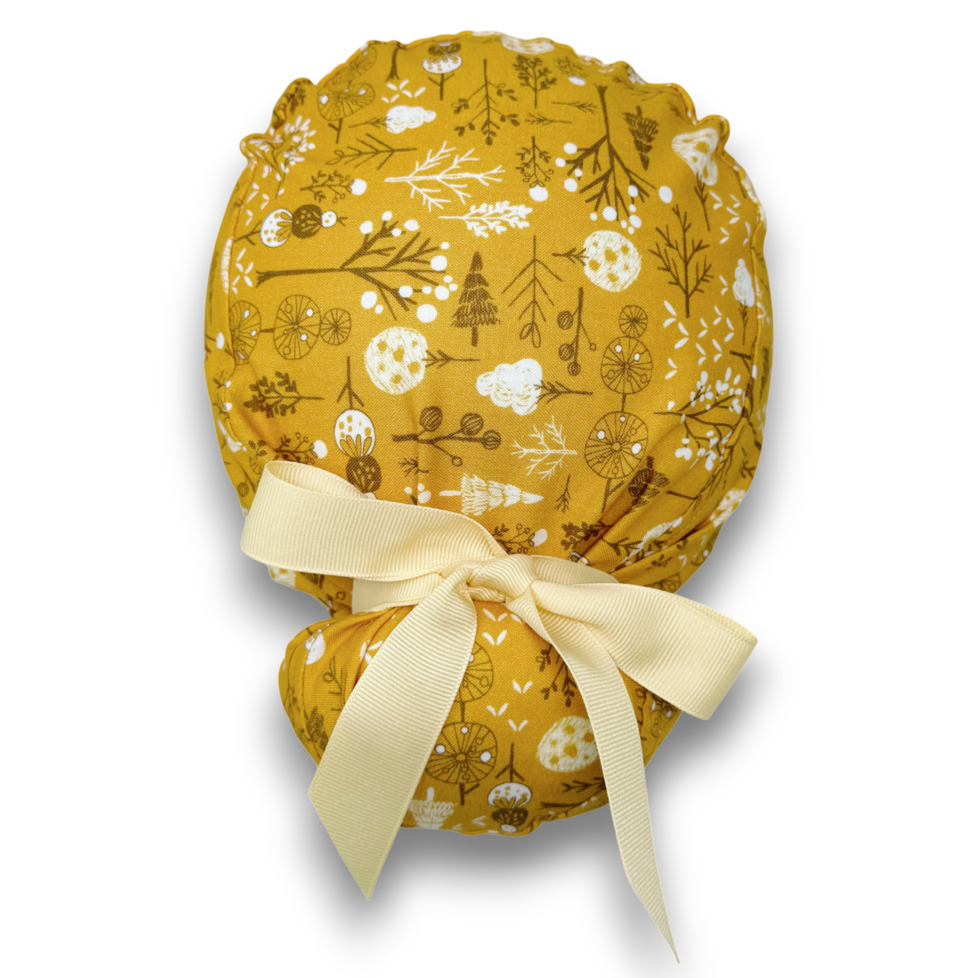 Floral Euro Euro scrub cap with ties for Women by Paradise Caps. Euro PLUS style.