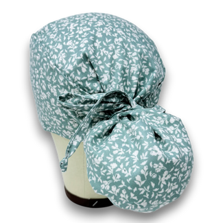 Floral Ponytail scrub cap for women with satin lined option by Paradise Caps.