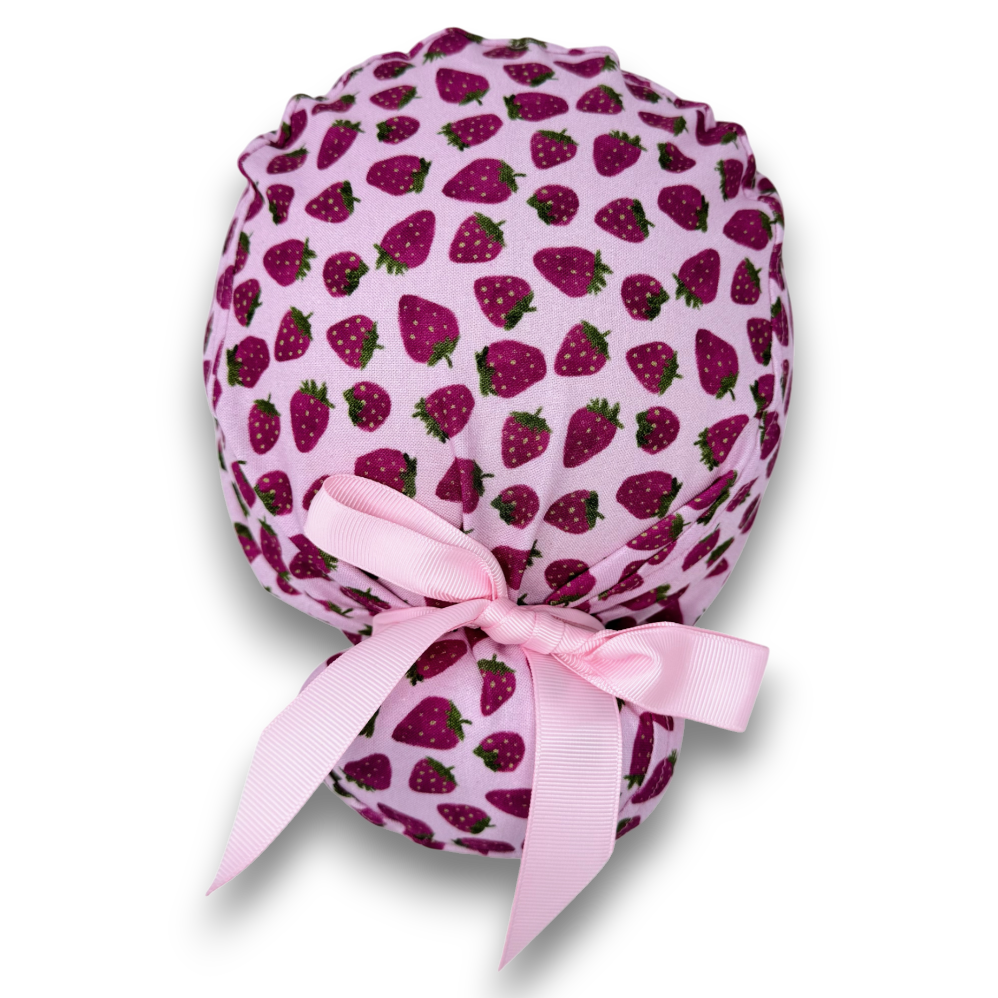 Strawberry Euro scrub cap with ties for Women by Paradise Caps. Euro PLUS style.