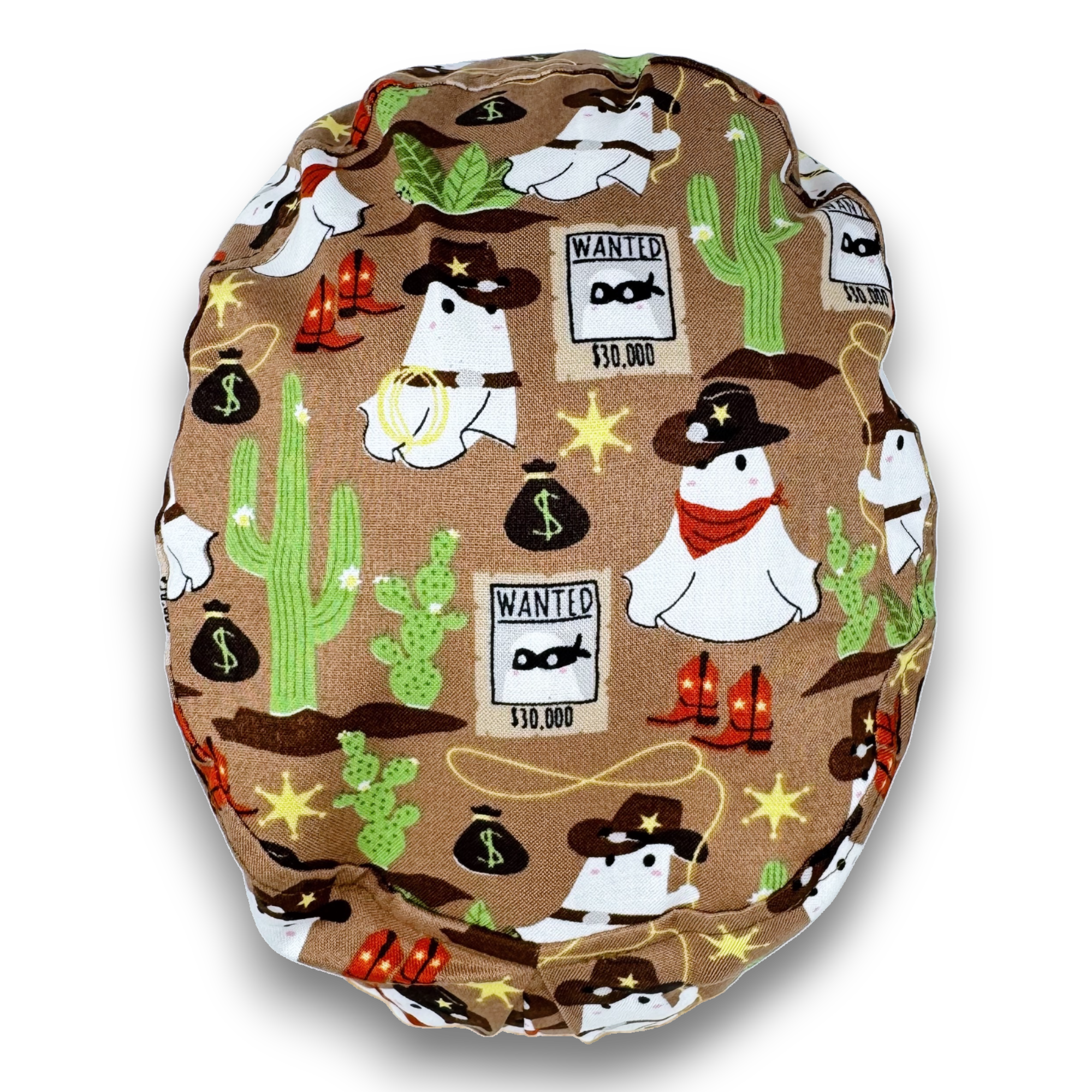Cowboy Boo Euro scrub cap for women. Halloween European satin lined surgical cap by Paradise Caps.