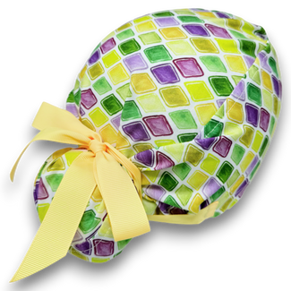 Mardi Gras Euro scrub cap with ties for Women by Paradise Caps. Euro PLUS style.