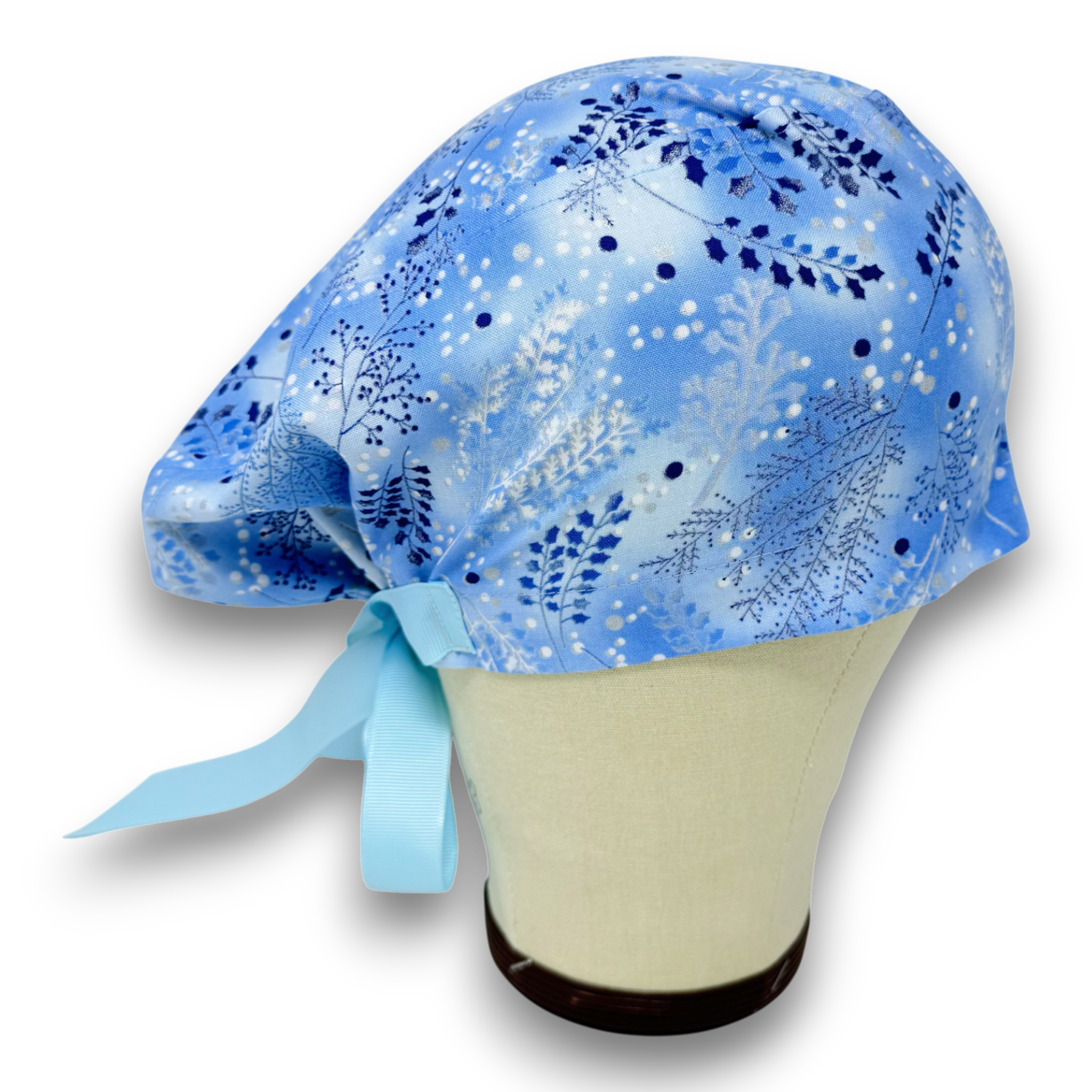 Snowy Forest Euro scrub cap with ties for Women by Paradise Caps. Euro PLUS style.