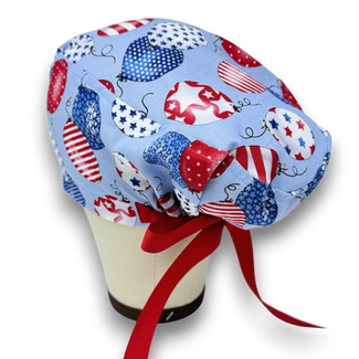 Balloon Euro scrub cap with ties for Women by Paradise Caps. Euro PLUS style.