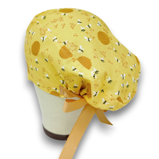Bee Euro scrub cap with ties for Women by Paradise Caps. Euro PLUS style.