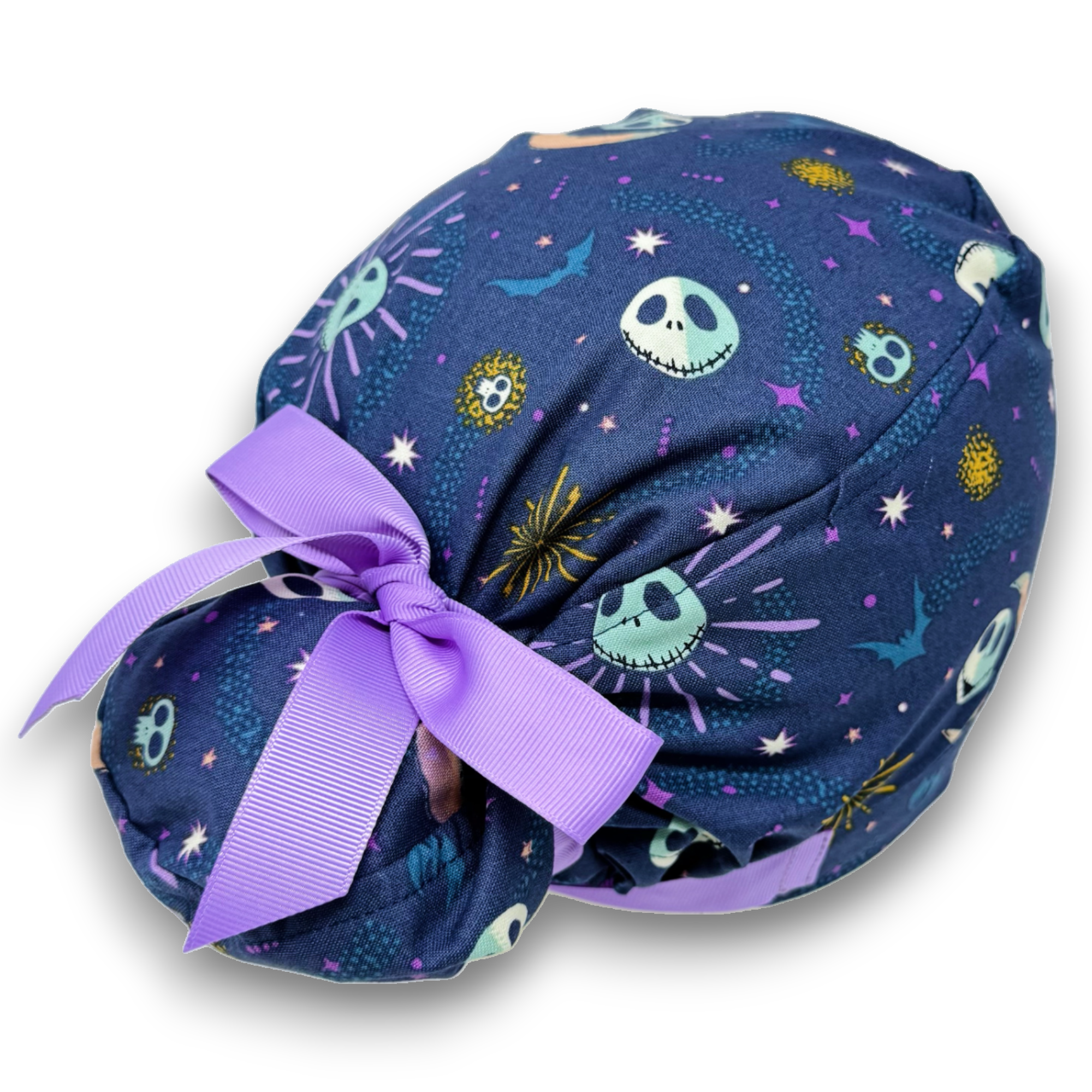 Skelly Moon Euro scrub cap with ties for Women by Paradise Caps. Euro PLUS style.