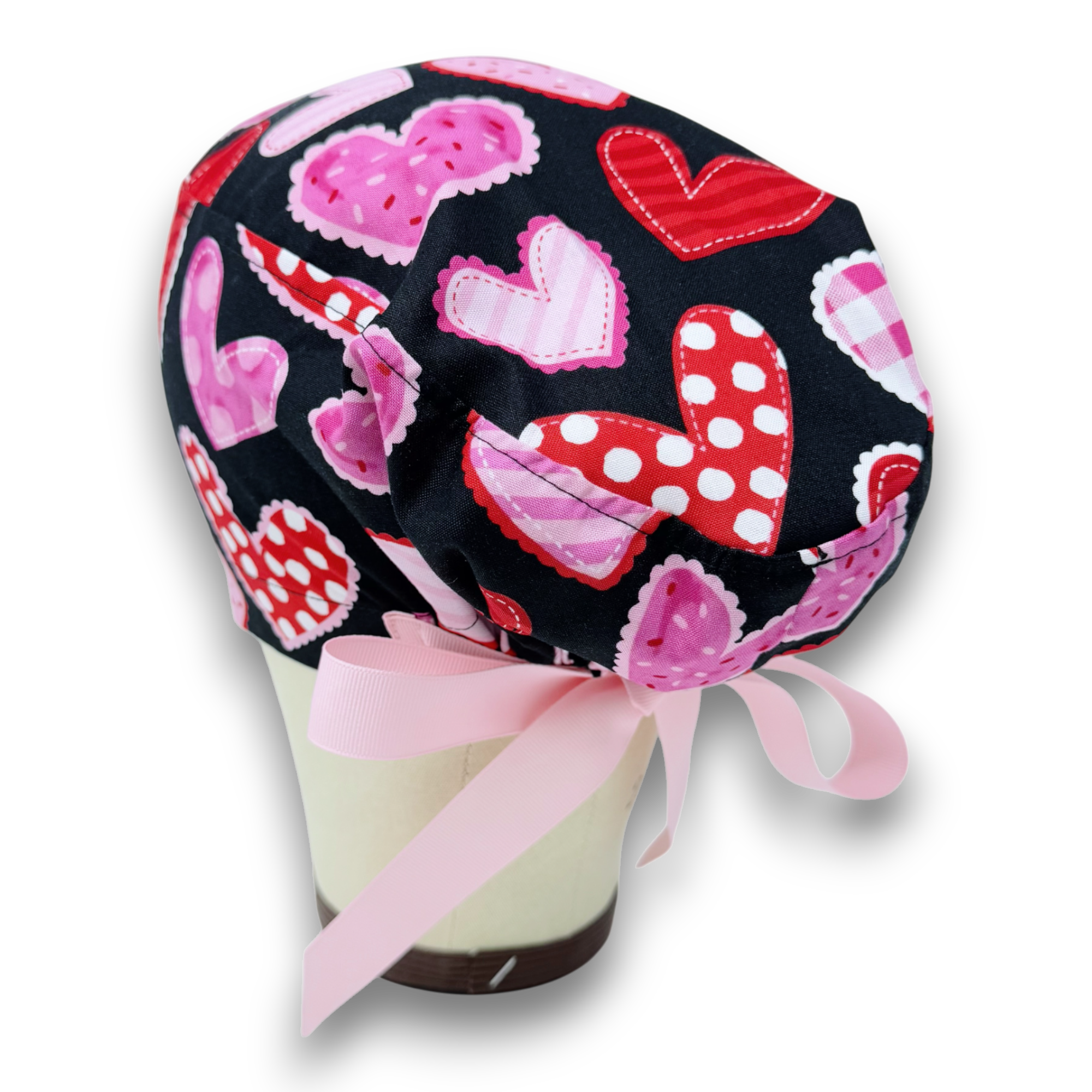 Valentine's day  Euro scrub cap with ties for Women by Paradise Caps. Euro PLUS style.