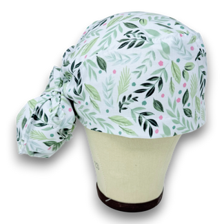 Floral Ponytail scrub cap for women with satin lined option by Paradise Caps.