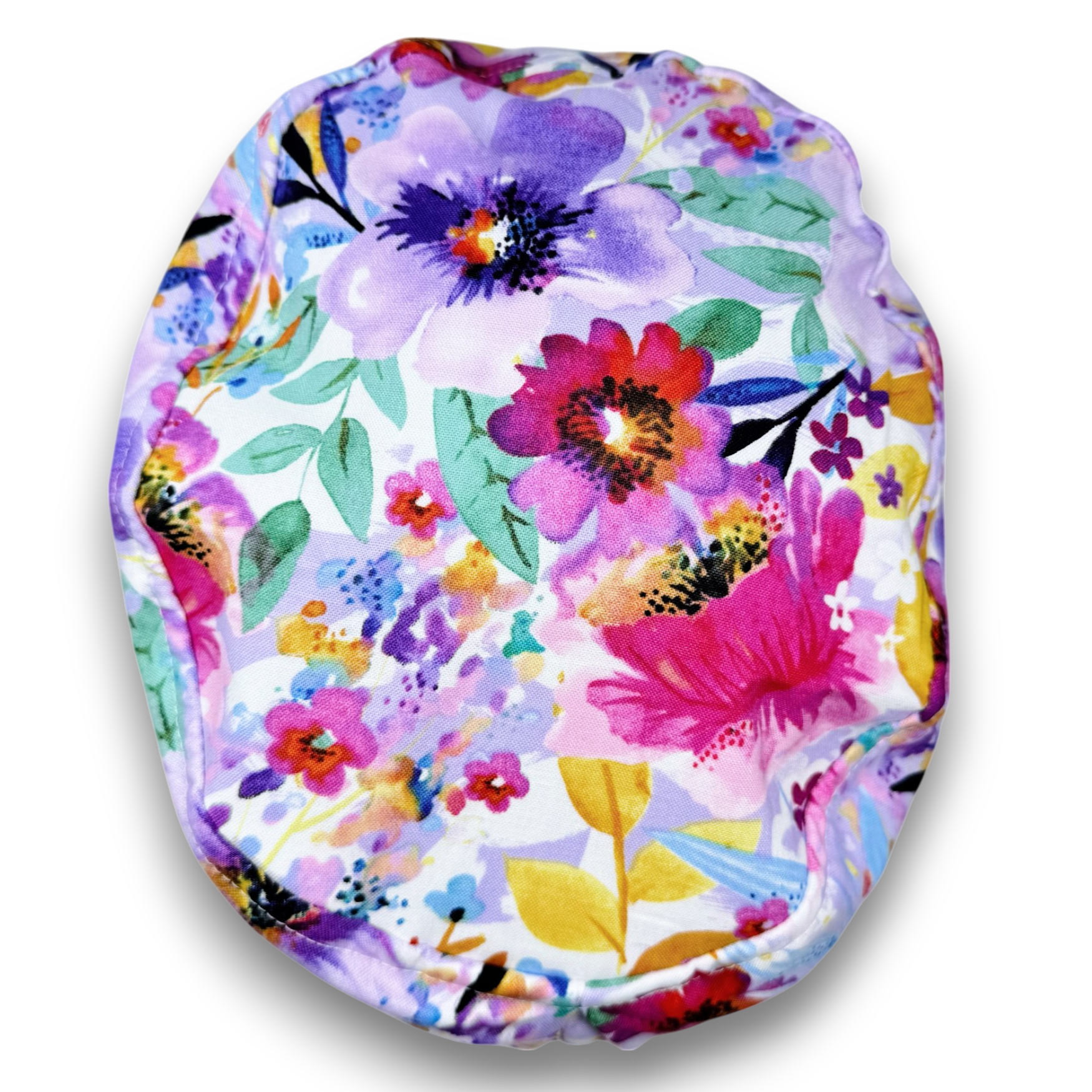 Purple flower Euro Scrub Cap for Women with Satin Lined Option by Paradise Caps.