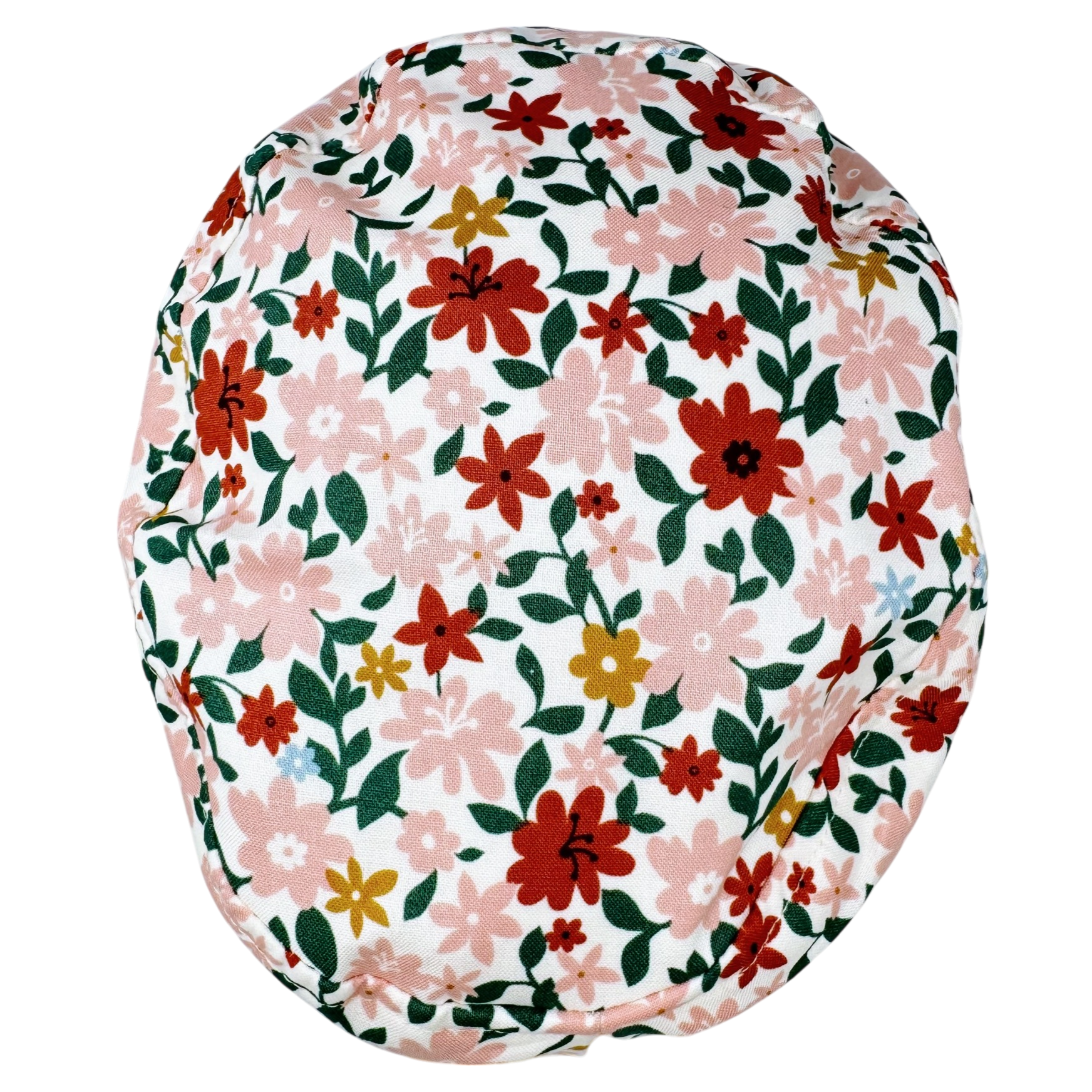Flower Euro scrub cap for women with satin lined option by Paradise Caps.