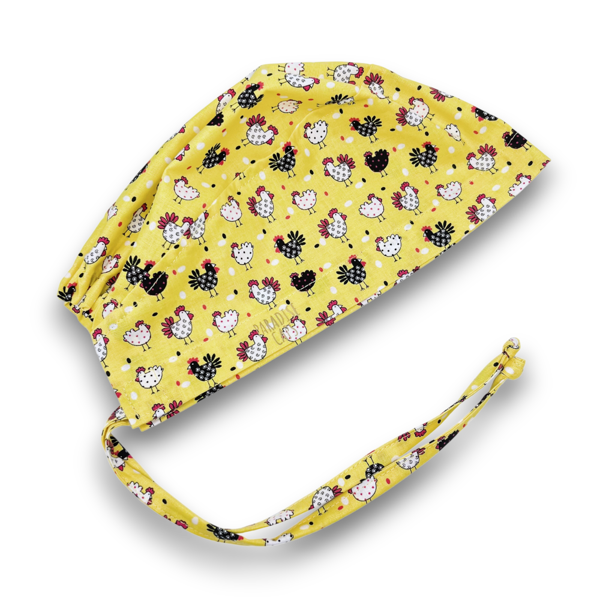 Funny chicken Skull tie-back style surgical scrub cap for men by Paradise Caps.