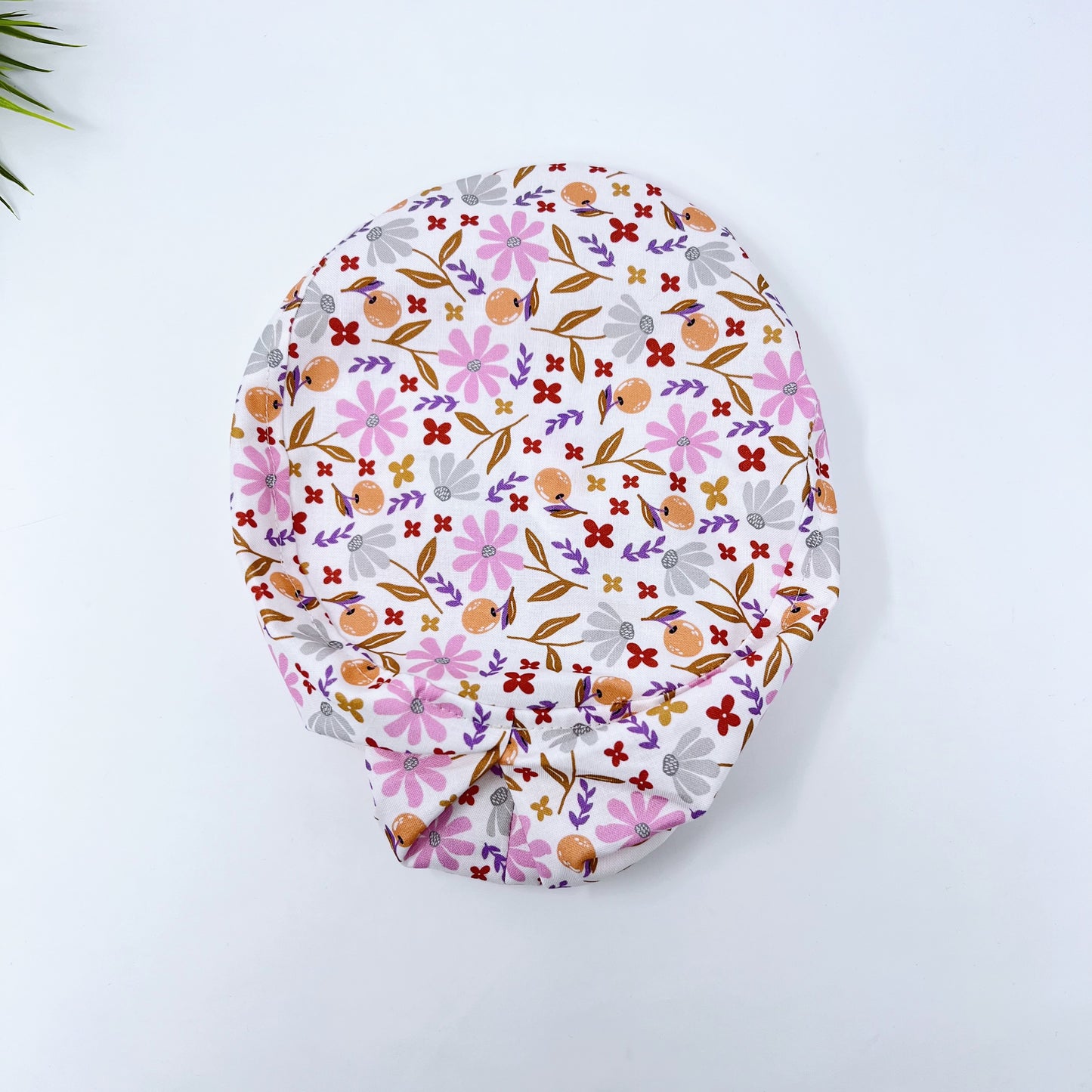 Colorful Blooming Euro Scrub Cap for Women, Surgical cap Satin Lined Option