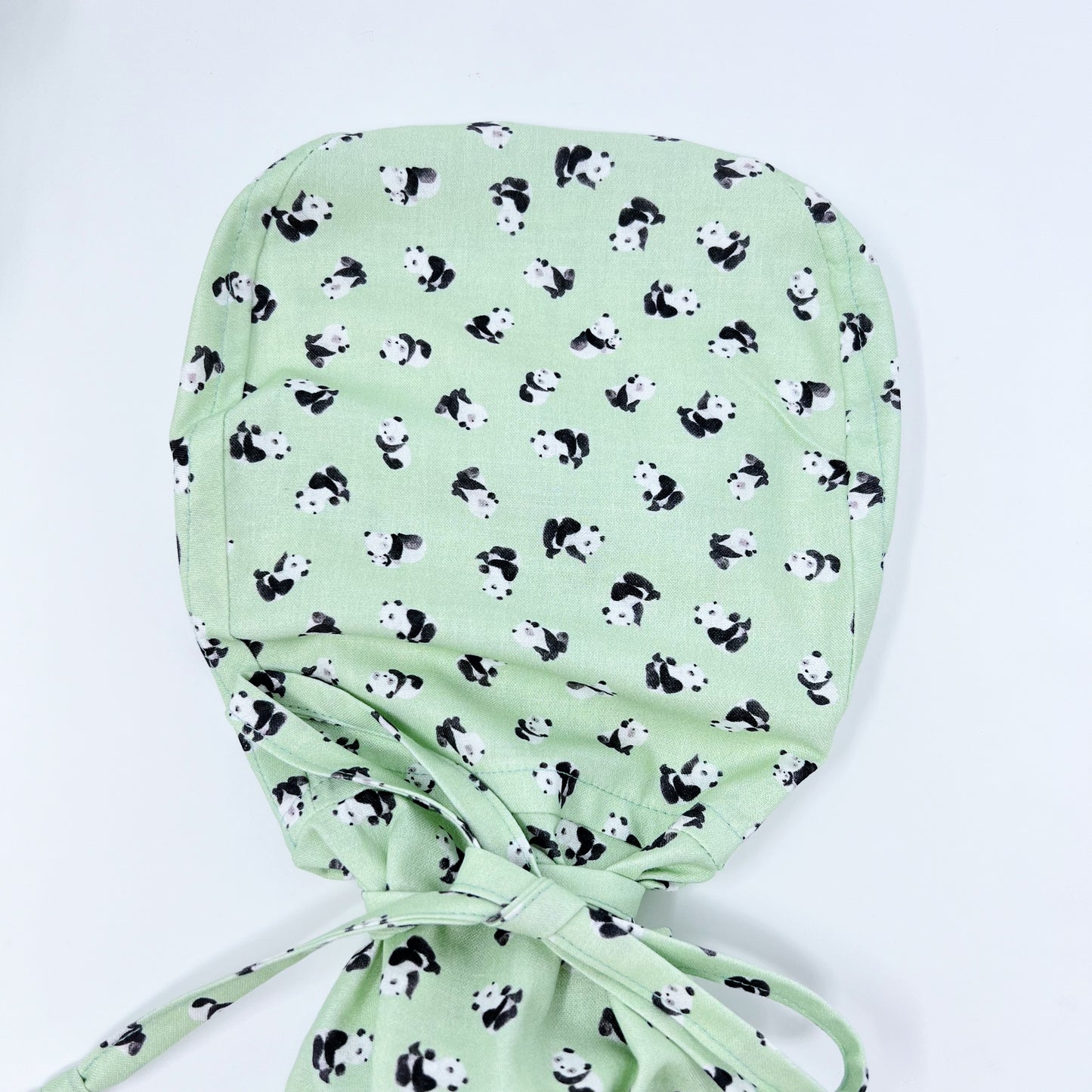 Mini pandas Ponytail scrub cap, Surgical cap women. Satin Lined Option Surgical cap with ponytail.