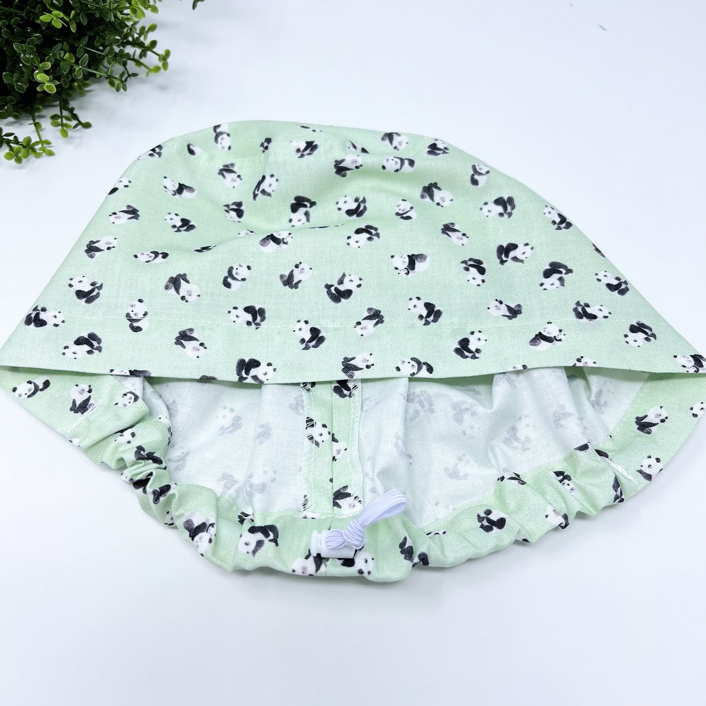 Mini pandas Euro Scrub Cap for Women, Surgical cap Satin Lined Option