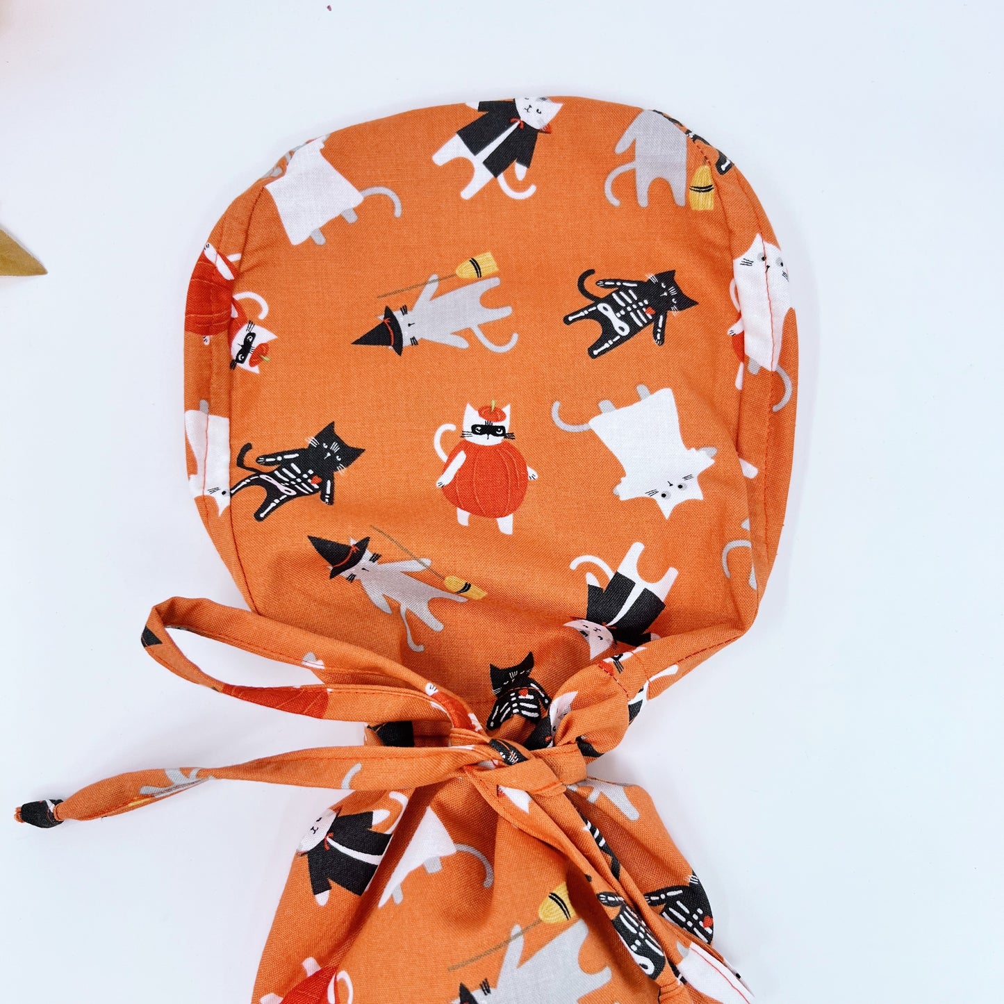 Halloween cats Ponytail scrub cap, Surgical cap women. Satin Lined Option Surgical cap with ponytail.