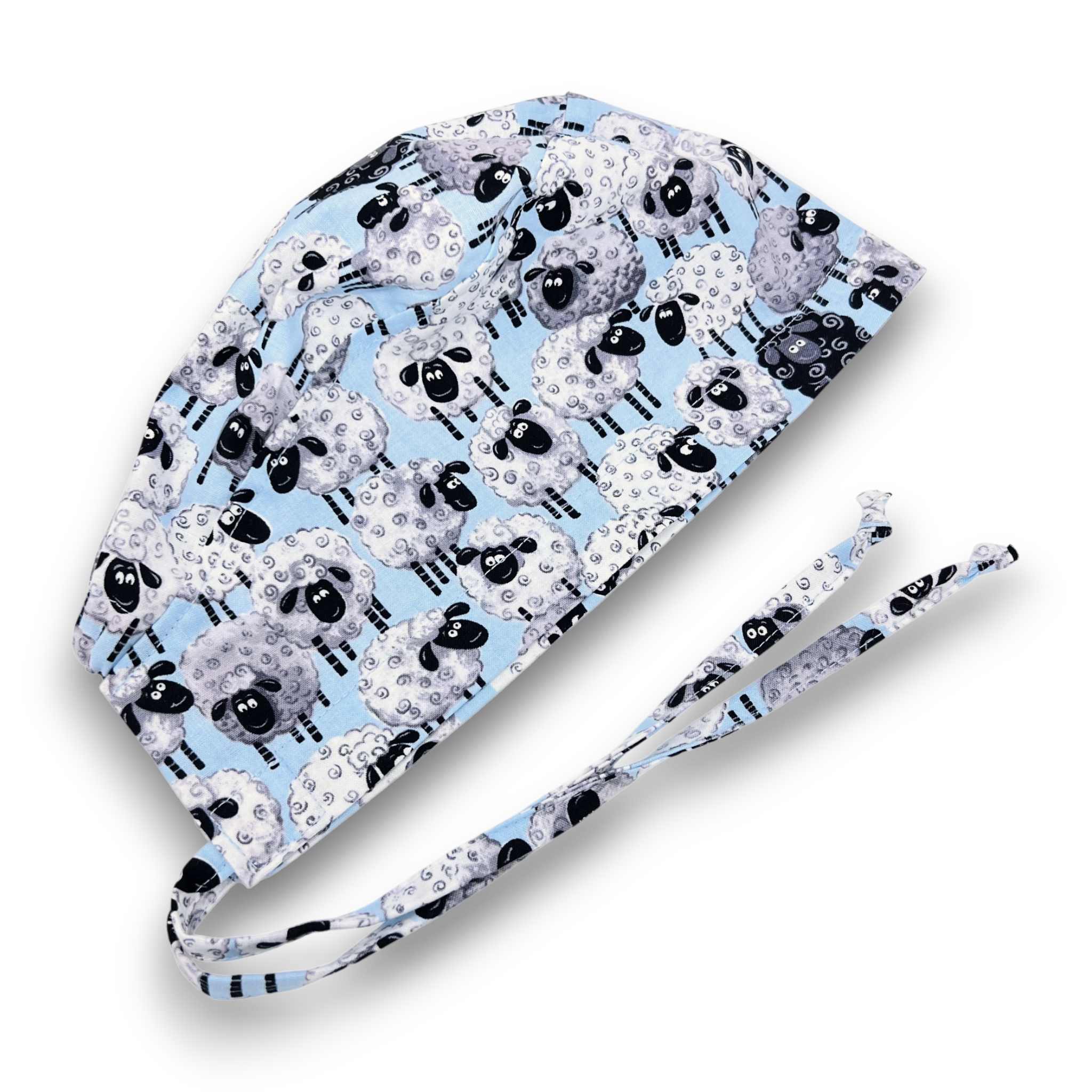 Sheep Skull tie-back style surgical scrub cap for men by Paradise Caps.