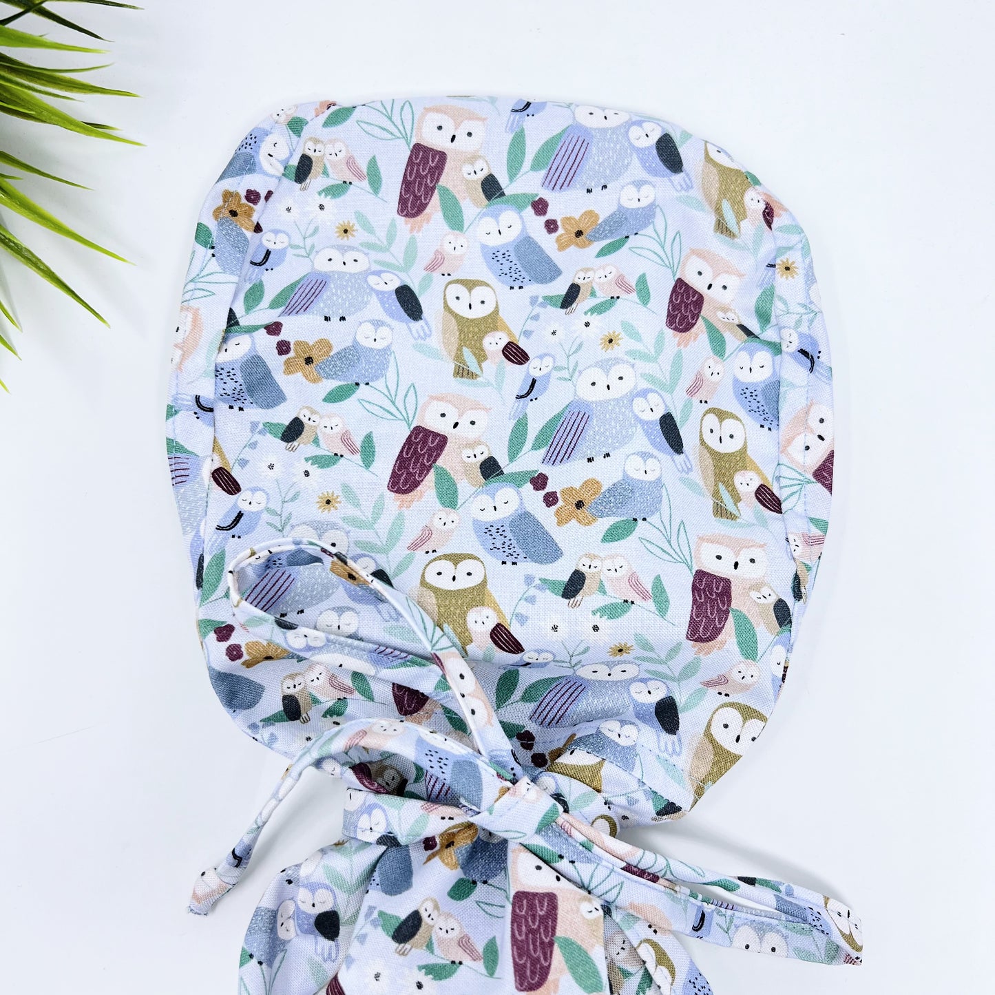 Owl You Need is Love - Ponytail scrub cap, Surgical cap women. Satin Lined Option Surgical cap with ponytail.