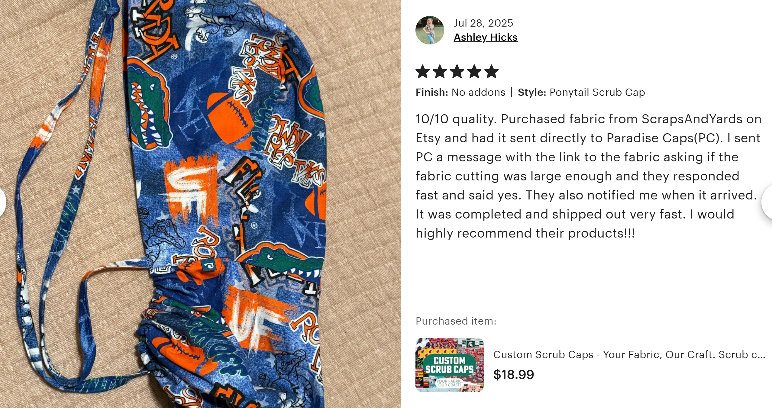 Custom Scrub Cap - Your Fabric, Our Craft. Scrub cap made from your fabric.