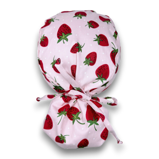 Strawberry Ponytail scrub cap for women with satin lined option by Paradise Caps.